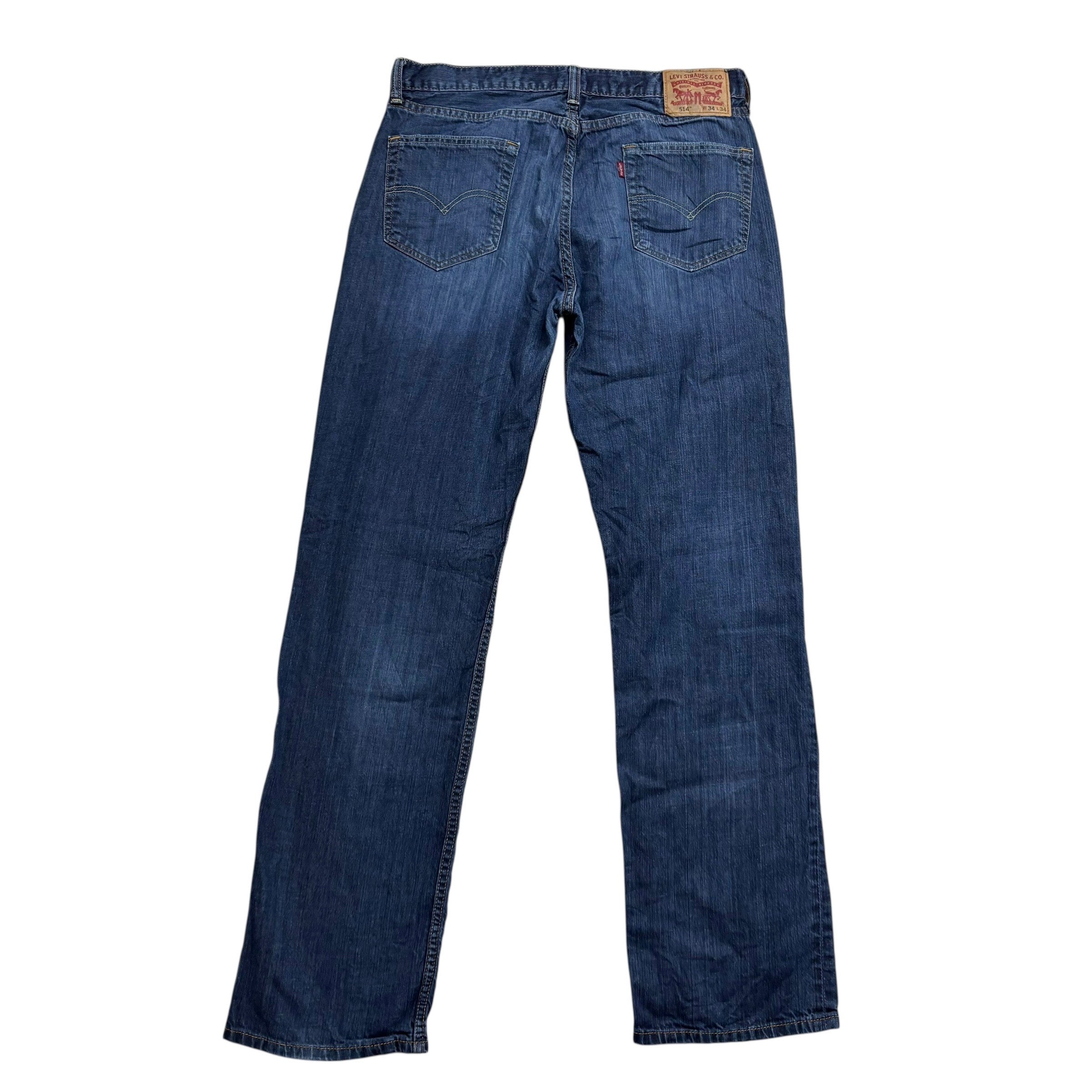 Levis 514 Jeans W34 L34 Mens Dark Blue Regular Straight Fit Denim (E)