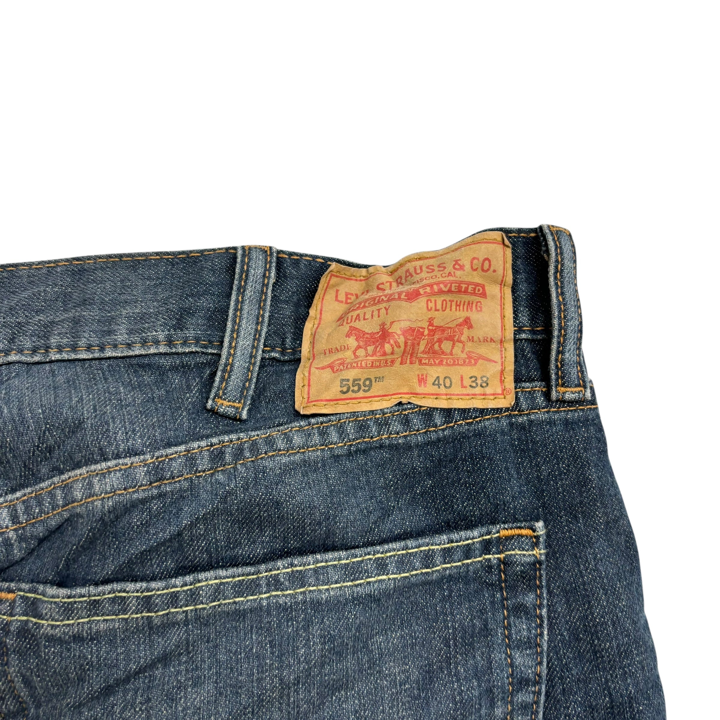 Levis 559 Jeans W40 L30 Mens Dark Blue Baggy Relaxed Straight Fit Vintage Denim