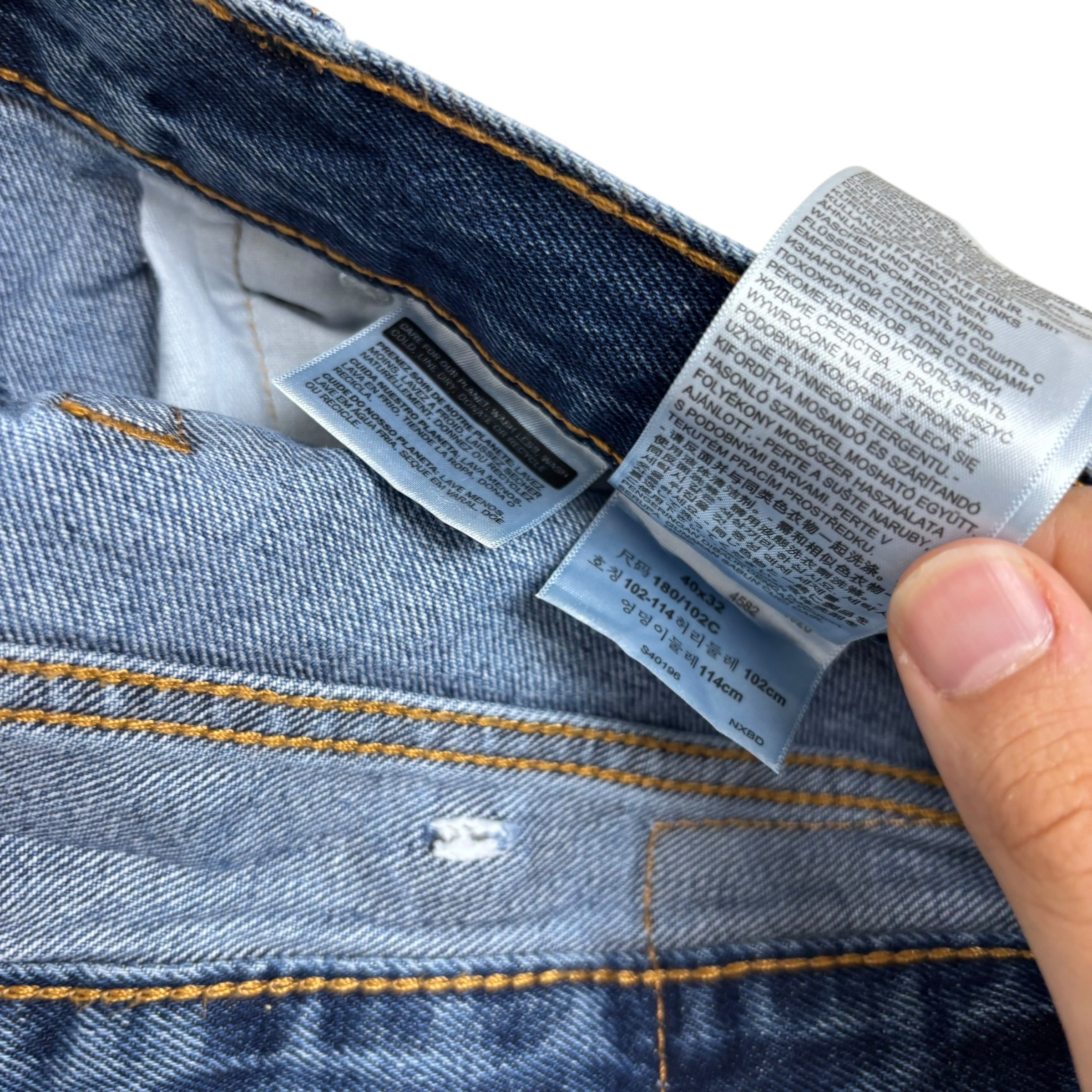 Levis 505 Jeans W40 L32 Mens Mid Blue Regular Straight Fit Denim (E)