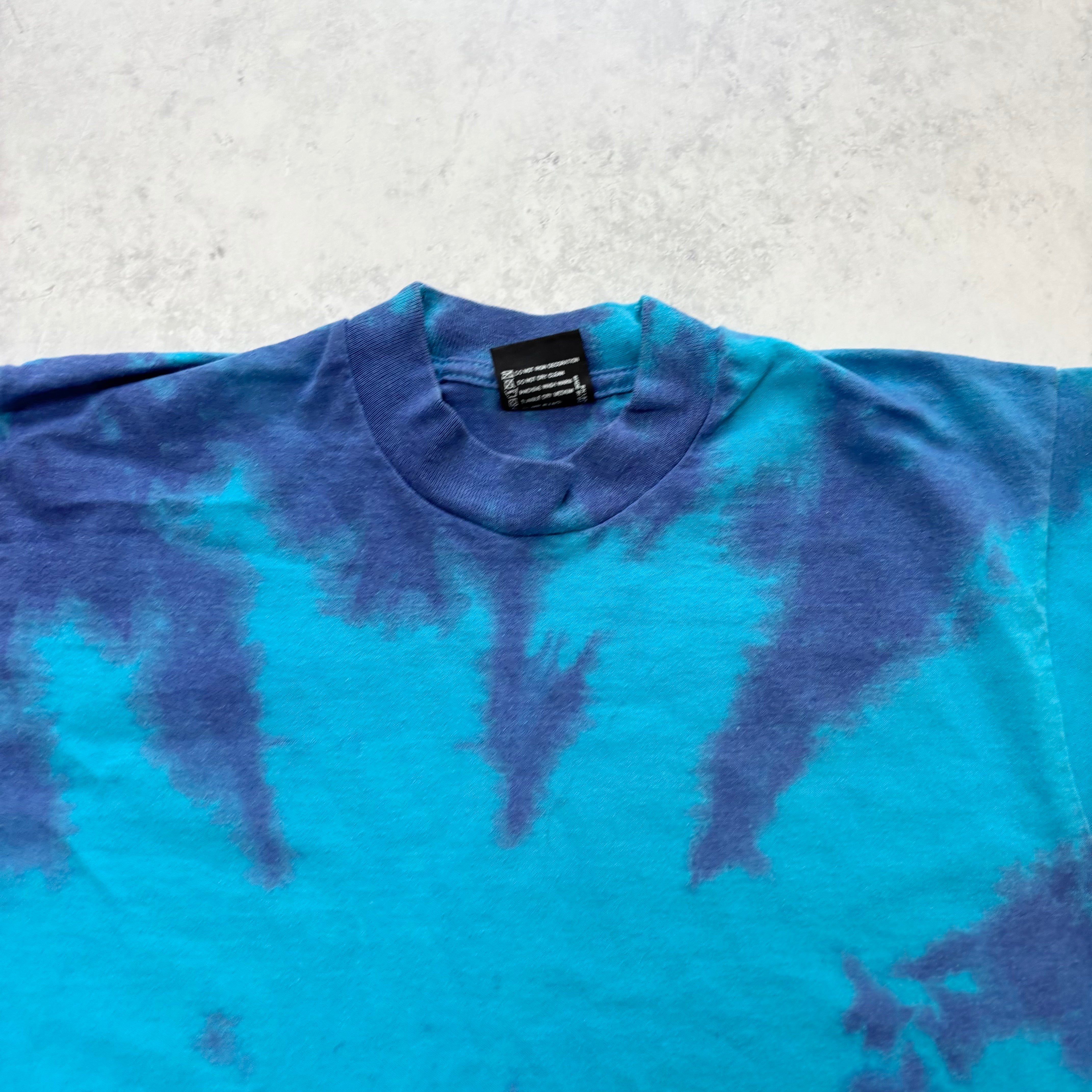 Vintage T Shirt Mens XS Tie Die Blue Graphic Print 90s USA (E)