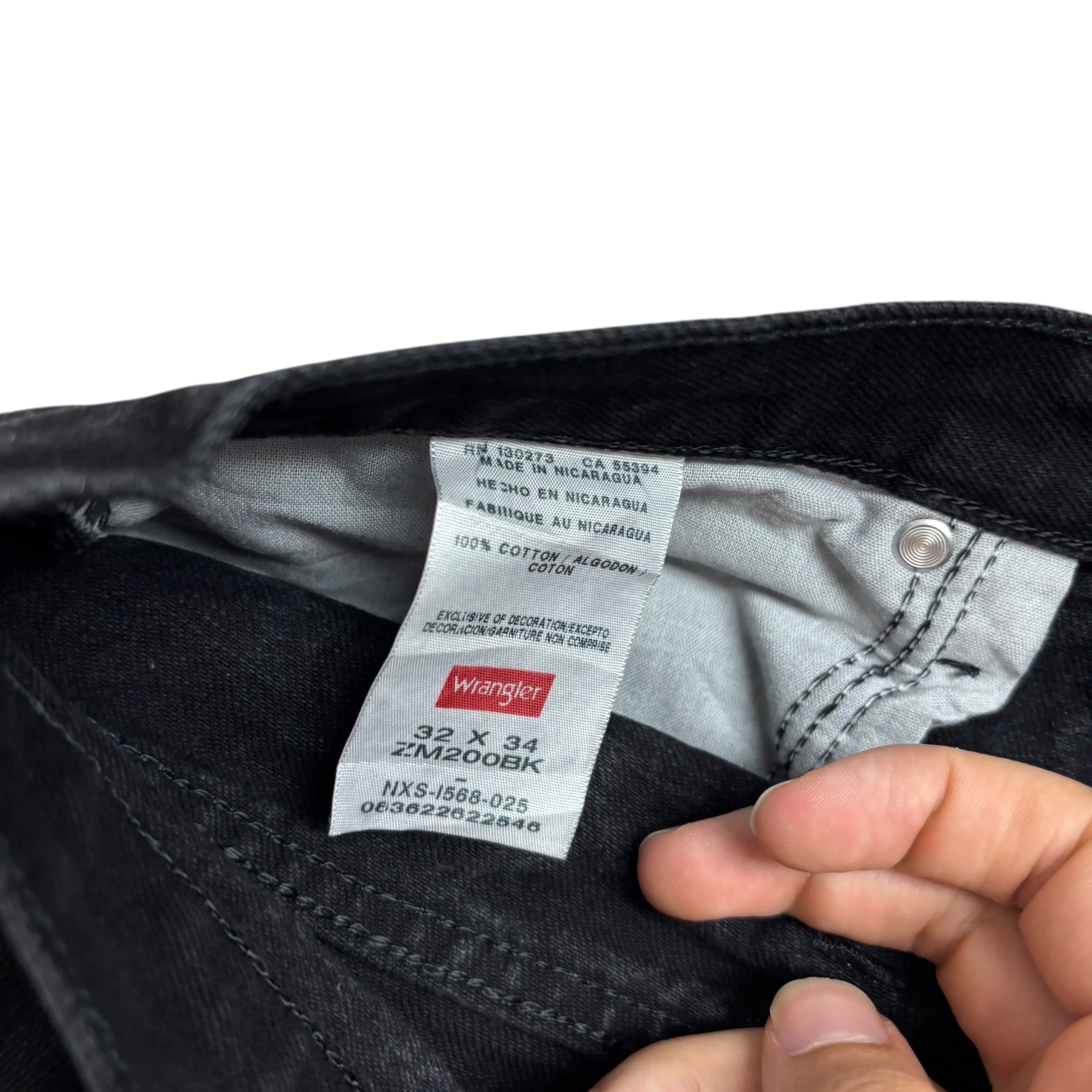 Wrangler Jeans W32 L34 Mens Black Relaxed Straight Fit Denim (E)