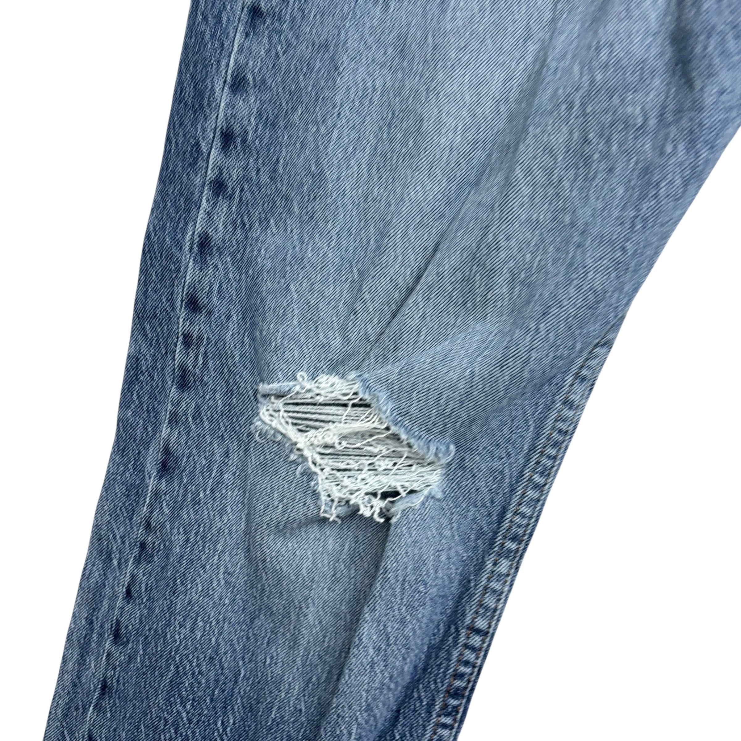 Levis 502 Jeans W38 L36 Mens Light Blue Regular Tapered Fit Stretch Distressed