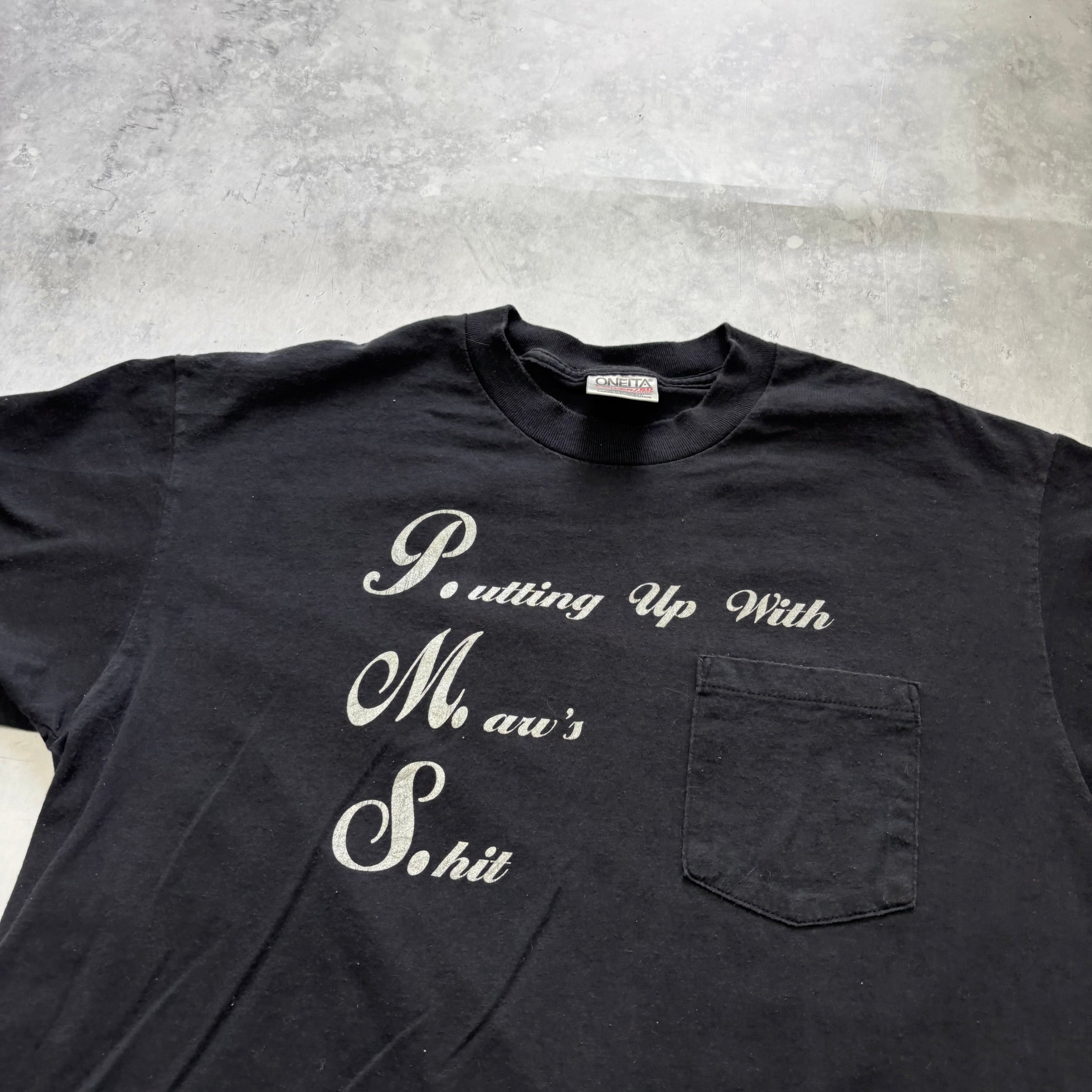 Vintage T Shirt Mens Medium Black Single Stitch Graphic Print 90s USA