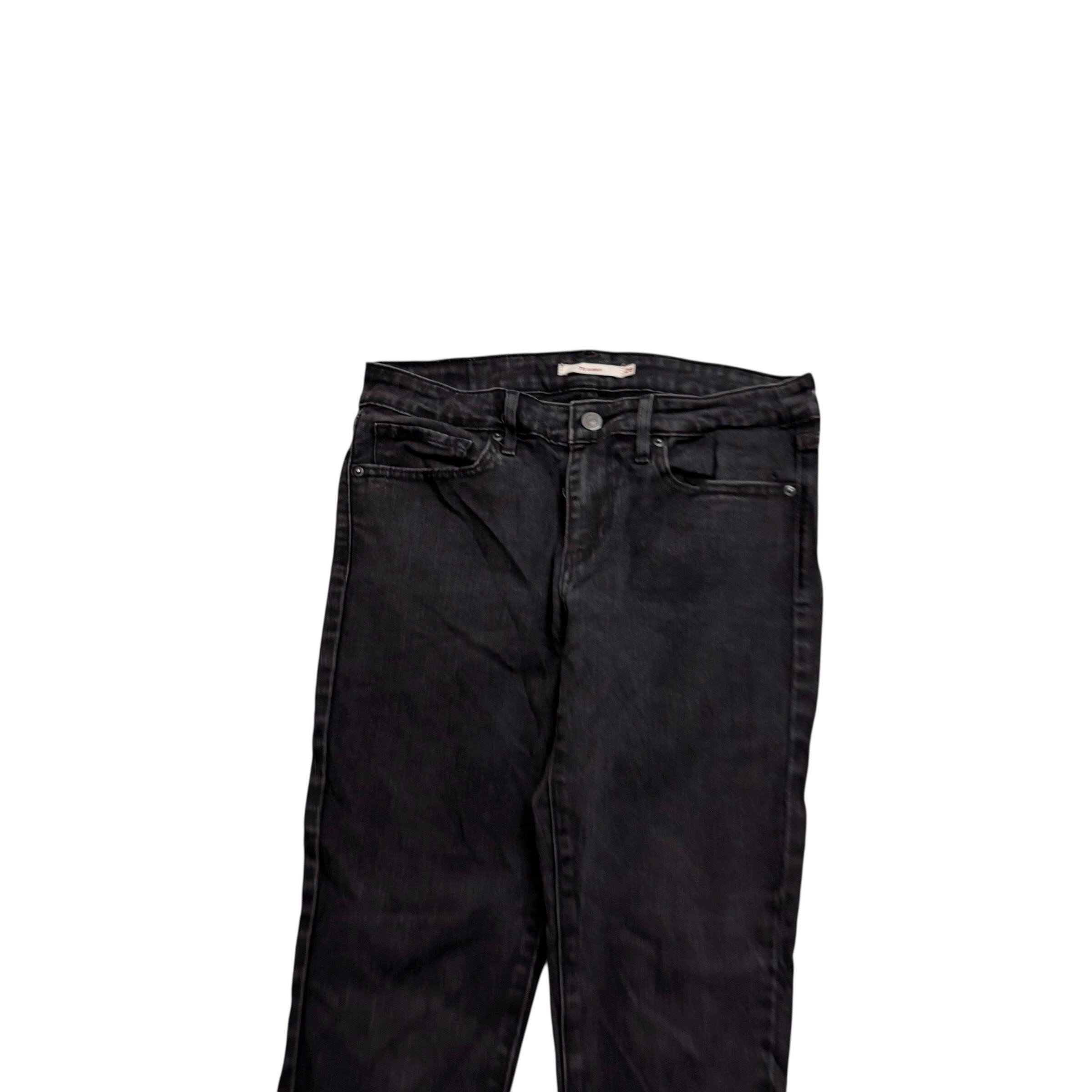 Levis 711 Jeans W28 L27 Womens Skinny Fit Black Stretch Denim (E)