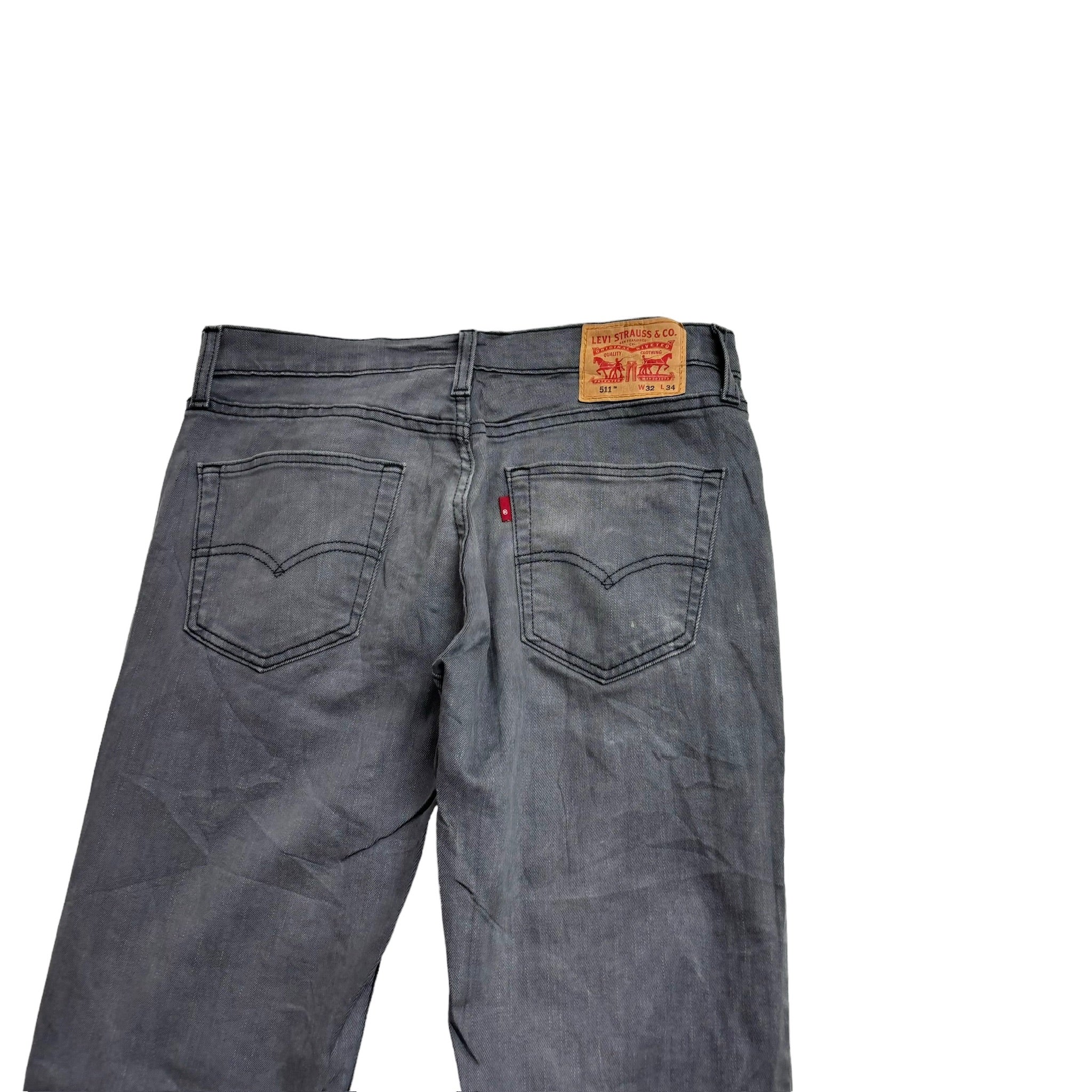 Levis 511 Jeans W32 L34 Mens Grey Slim Fit Stretch Denim