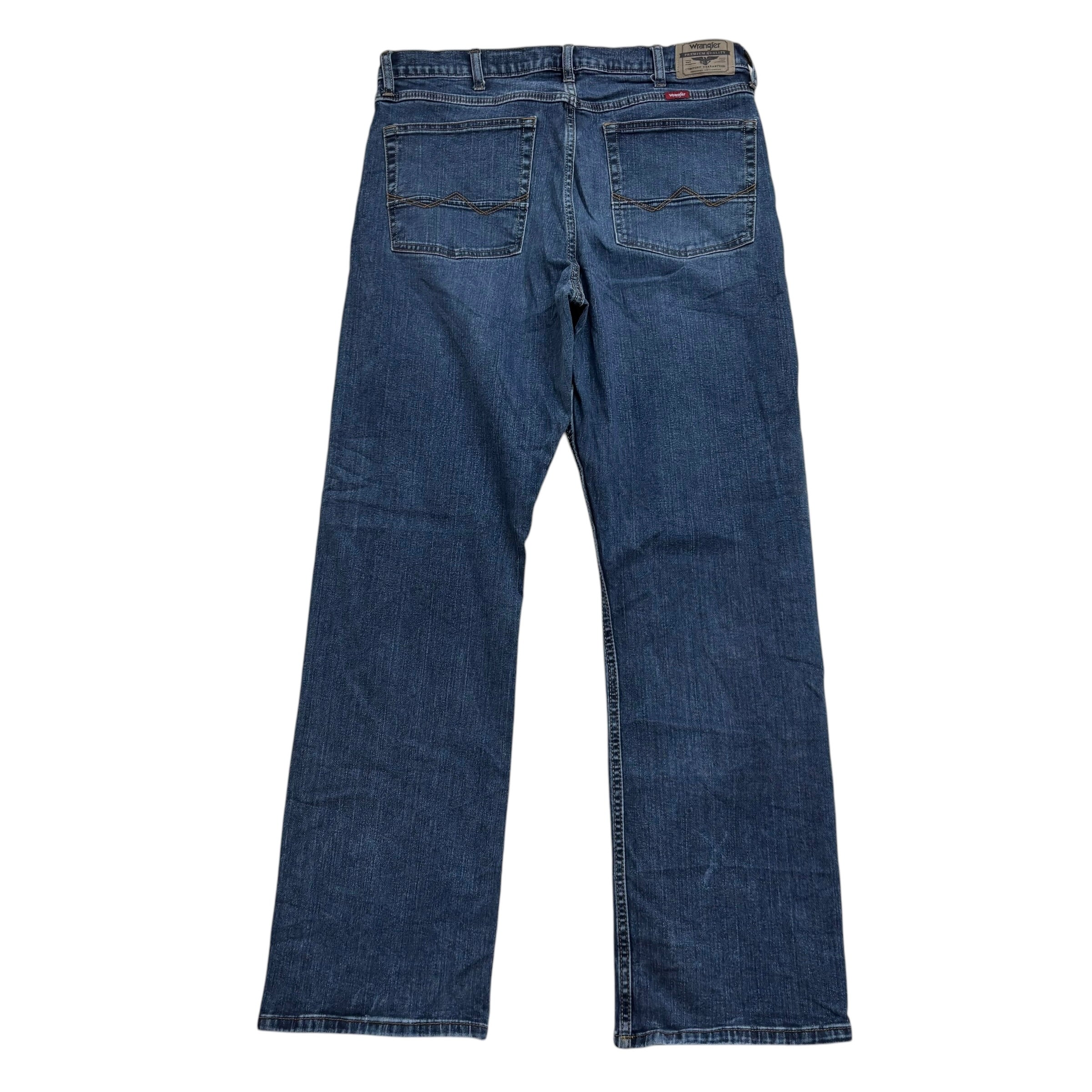 Wrangler Jeans W34 L32 Mens Mid Blue Relaxed Bootcut Fit Stretch Denim (E)