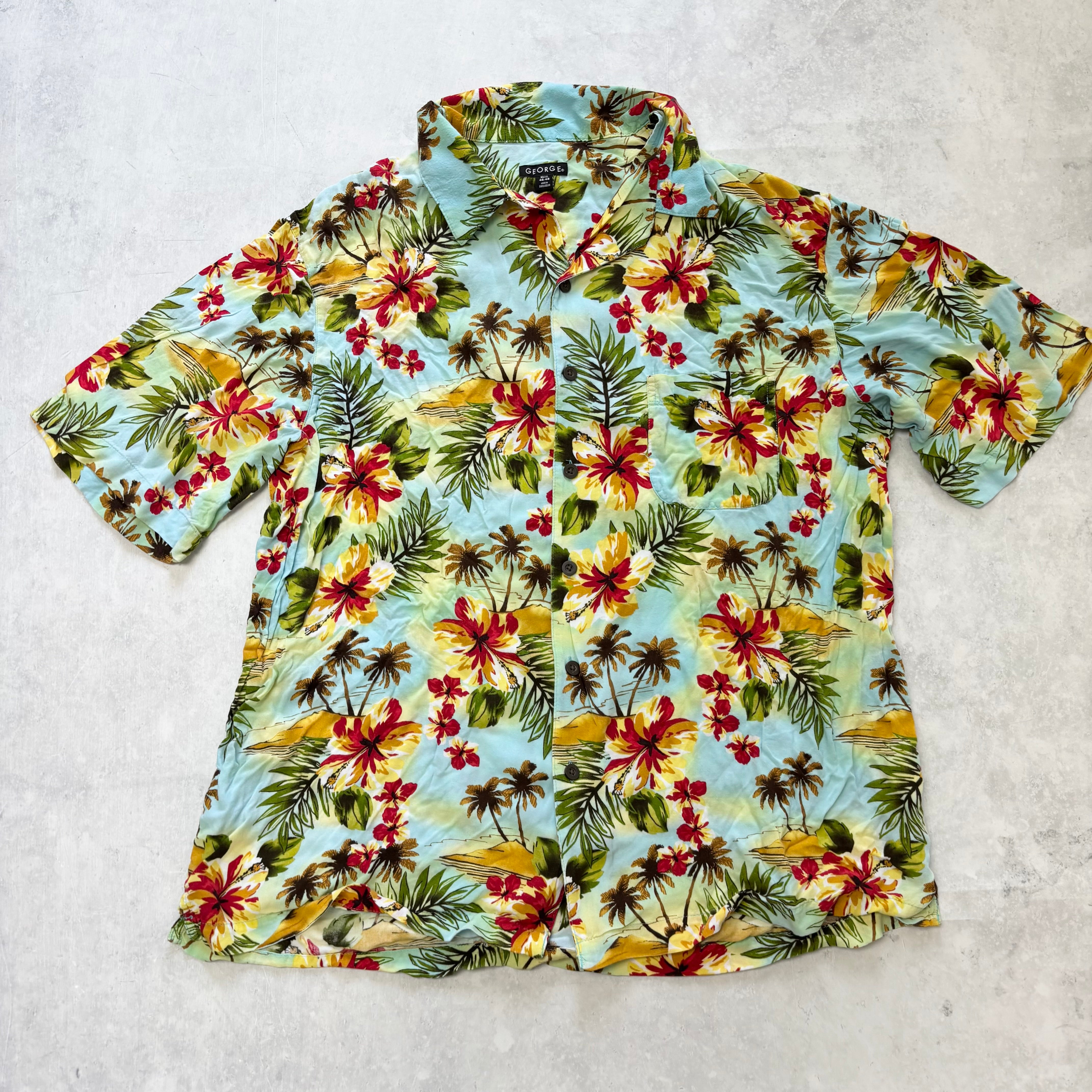 Hawaiian Shirt Mens XL Floral Aloha Short Sleeve Rayon (E)