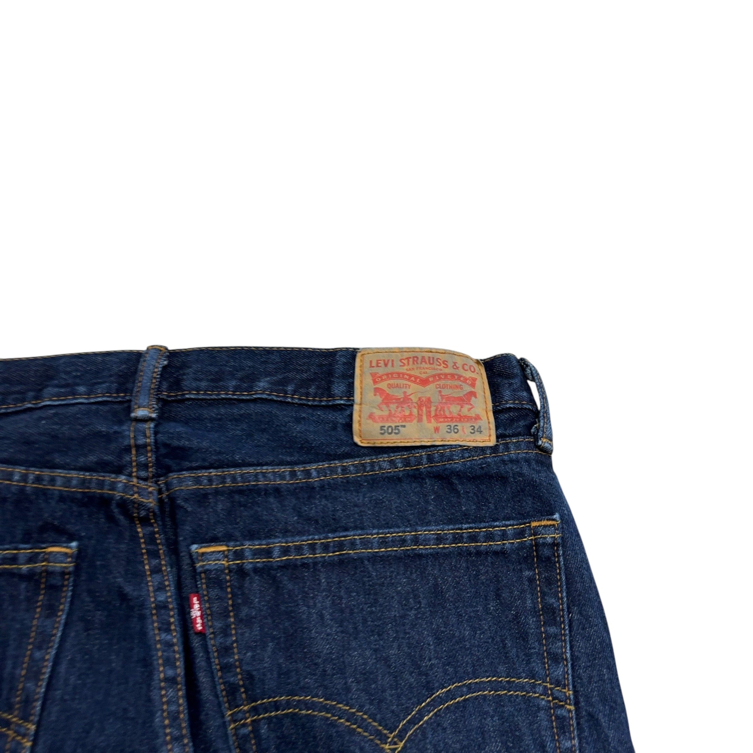 Levis 505 Jeans W36 L34 Mens Dark Blue Regular Straight Fit Denim