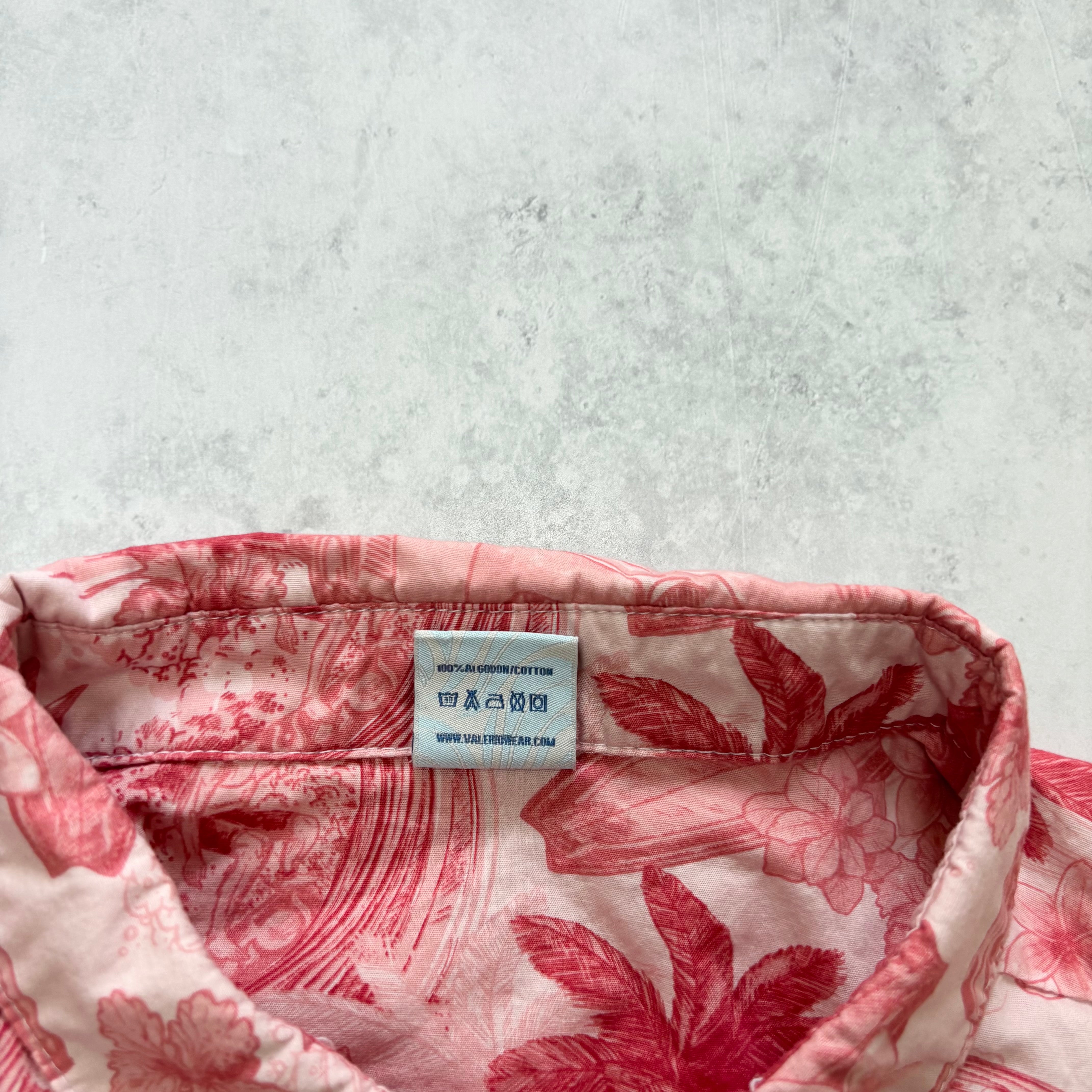 Hawaiian Shirt Mens XL Pink Floral Aloha Short Sleeve Cotton Funky (E)