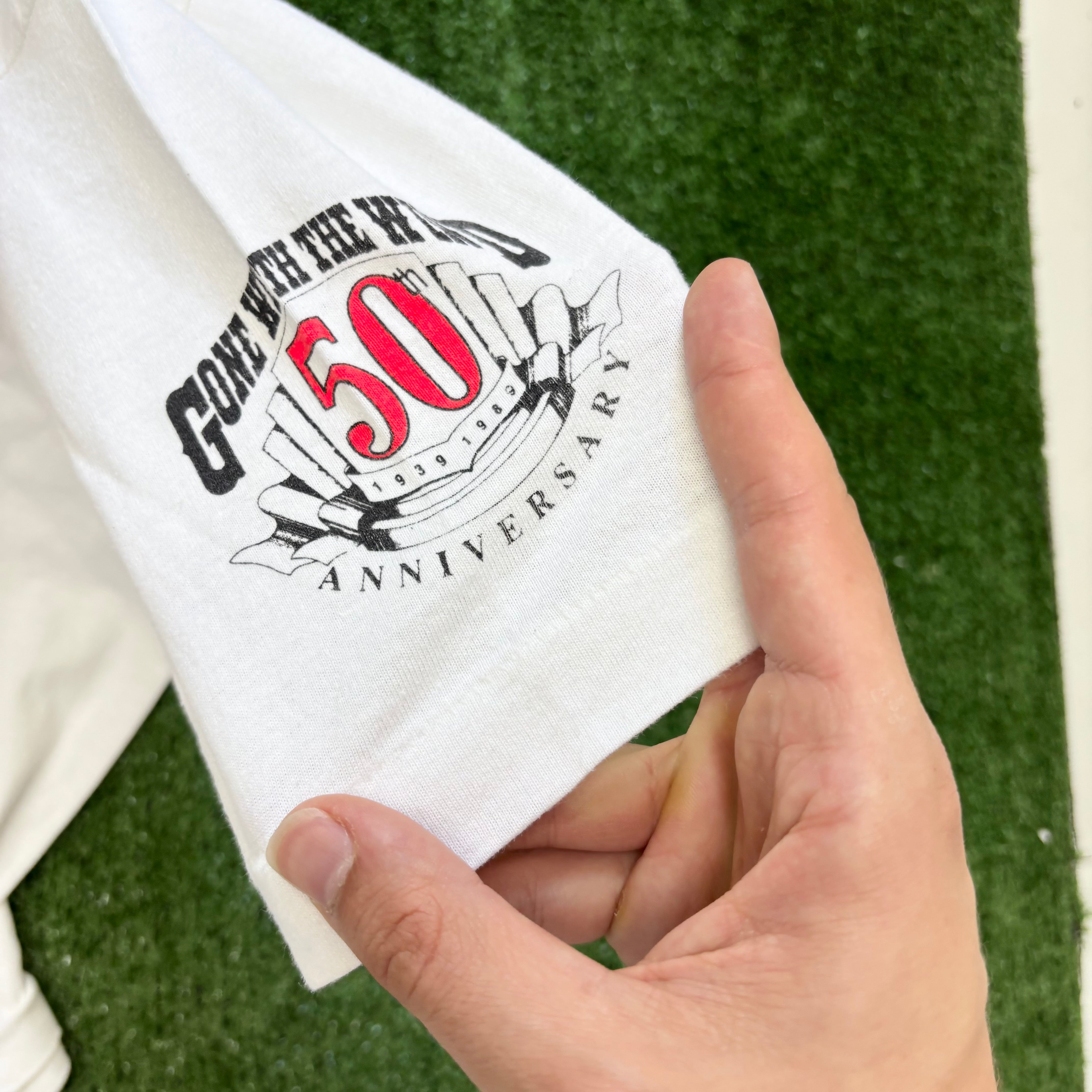 Vintage T Shirt Mens Large White Single Stitch Gone With The Wind Film 80s