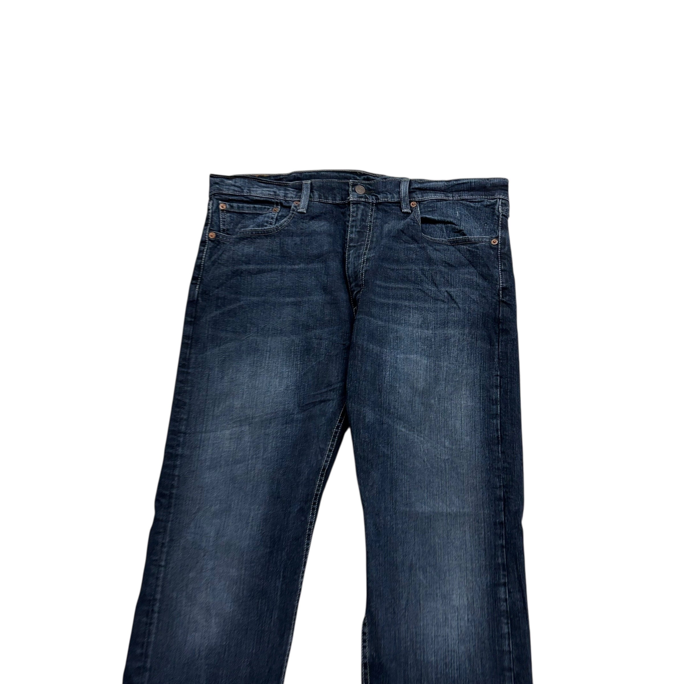 Levis 505 Jeans W36 L30 Mens Dark Blue Regular Straight Fit Stretch Denim (E)