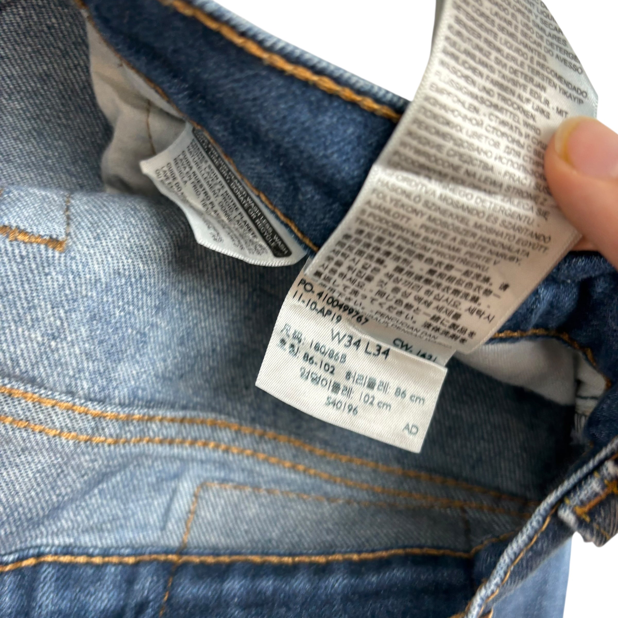 Levis 541 Jeans W34 L33 Mens Mid Blue Athletic Tapered Fit Stretch Denim