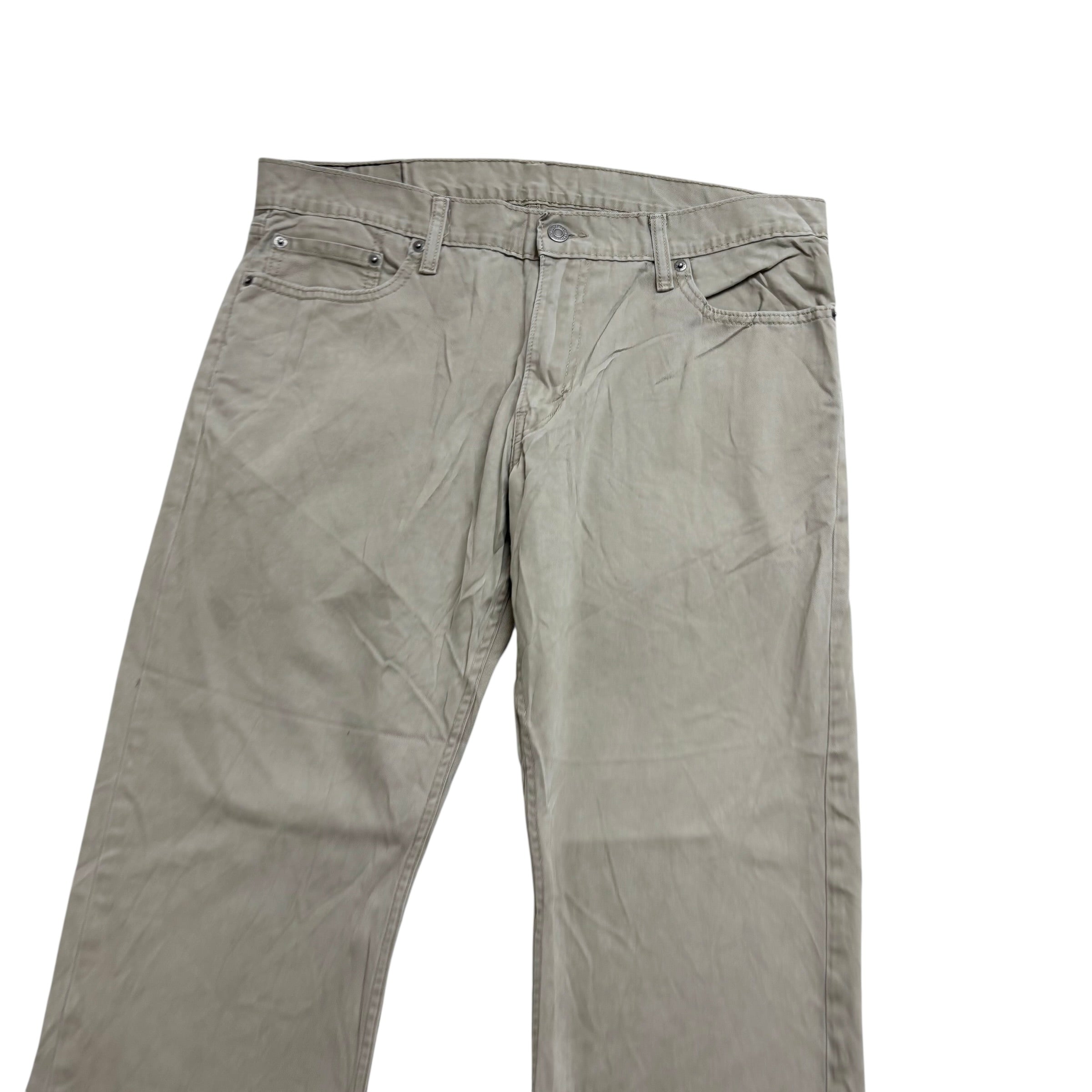 Levis 514 Trousers W36 L30 Mens Cream Regular Straight Fit Pants (E)