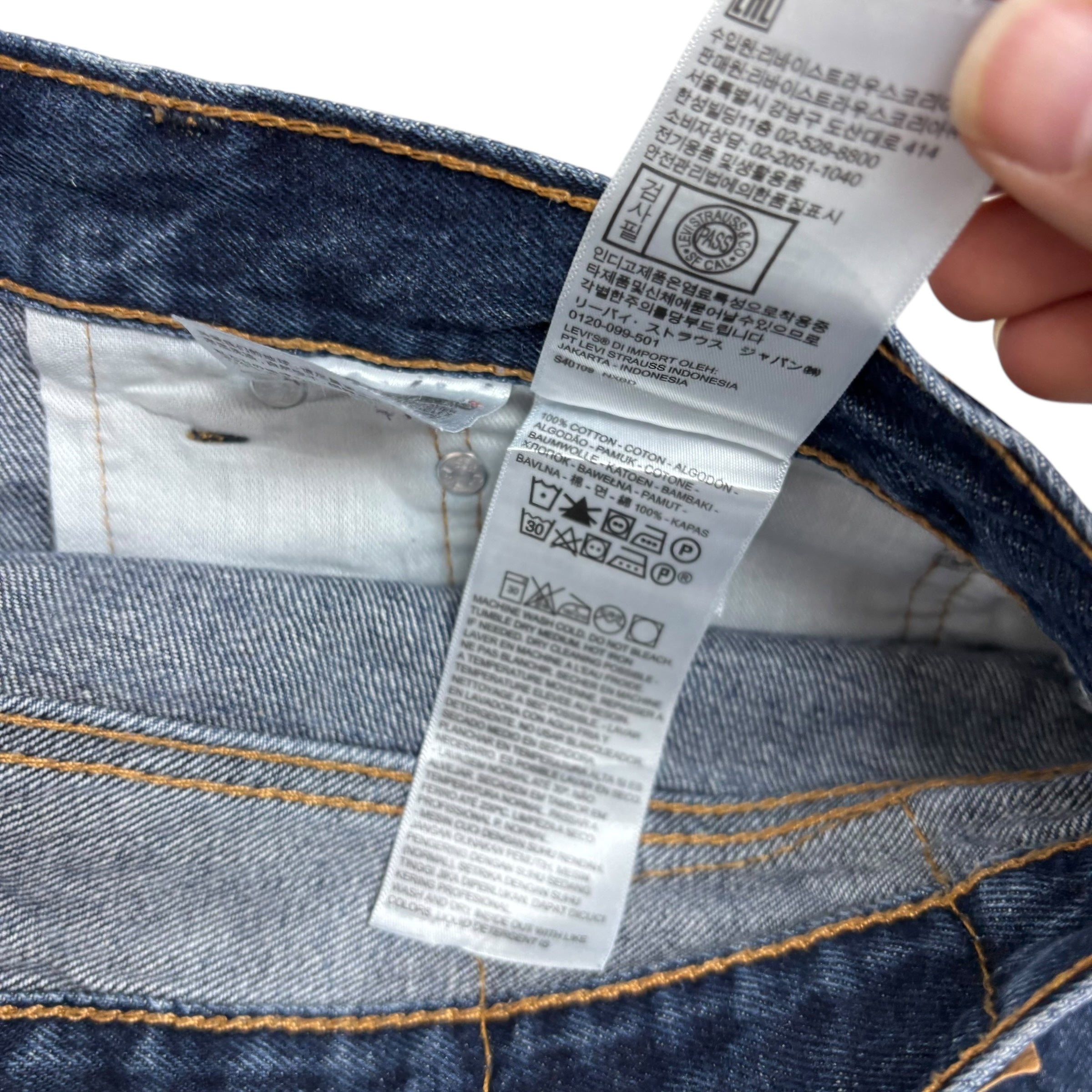 Levis 505 Jeans W36 L30 Mens Dark Blue Regular Straight Fit Denim (E)