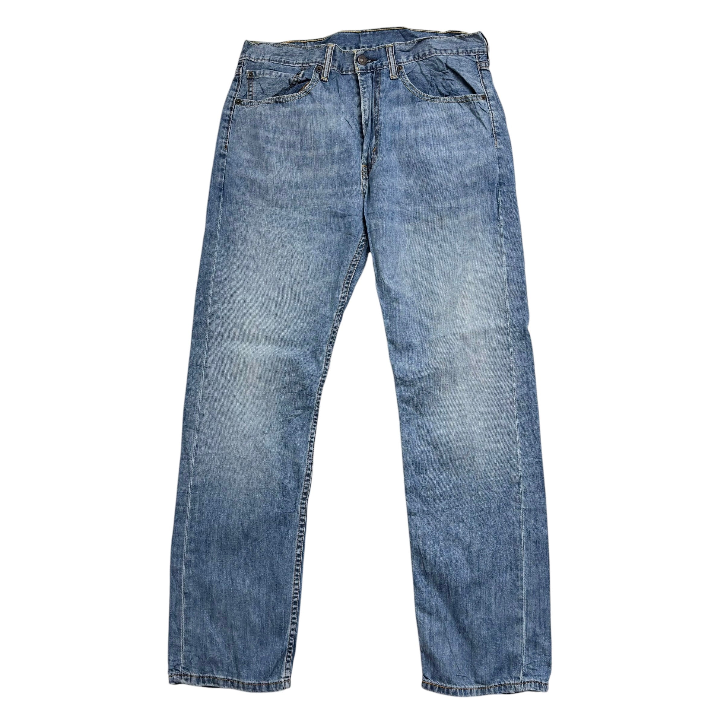 Levis 505 Jeans W34 L32 Mens Mid Blue Regular Straight Fit Denim