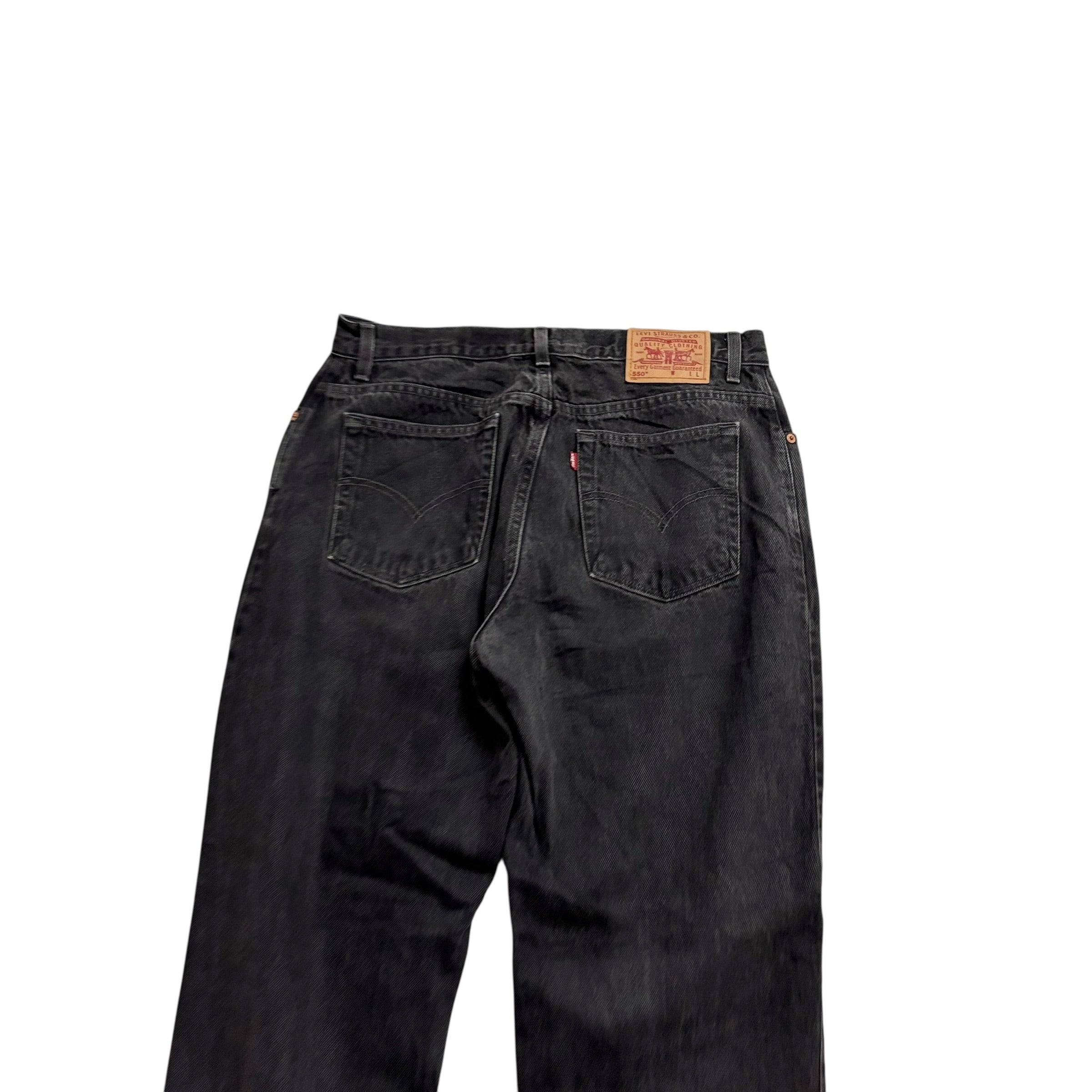 Levis 550 Jeans W33 L33 Womens Black Relaxed Tapered Fit Vintage Denim