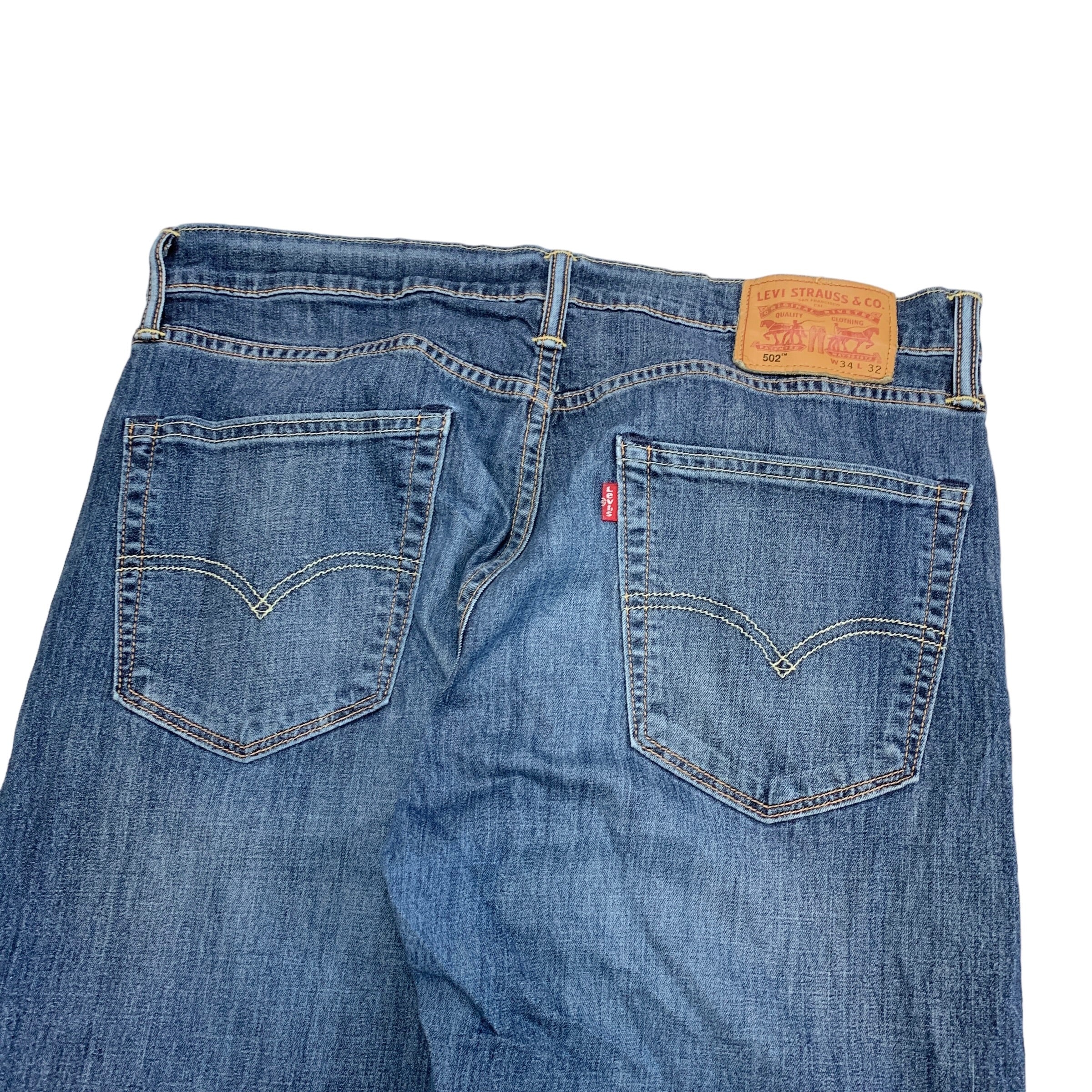 Levis 502 Jeans W34 L32 Mens Mid Blue Regular Taper Fit Stretch Denim