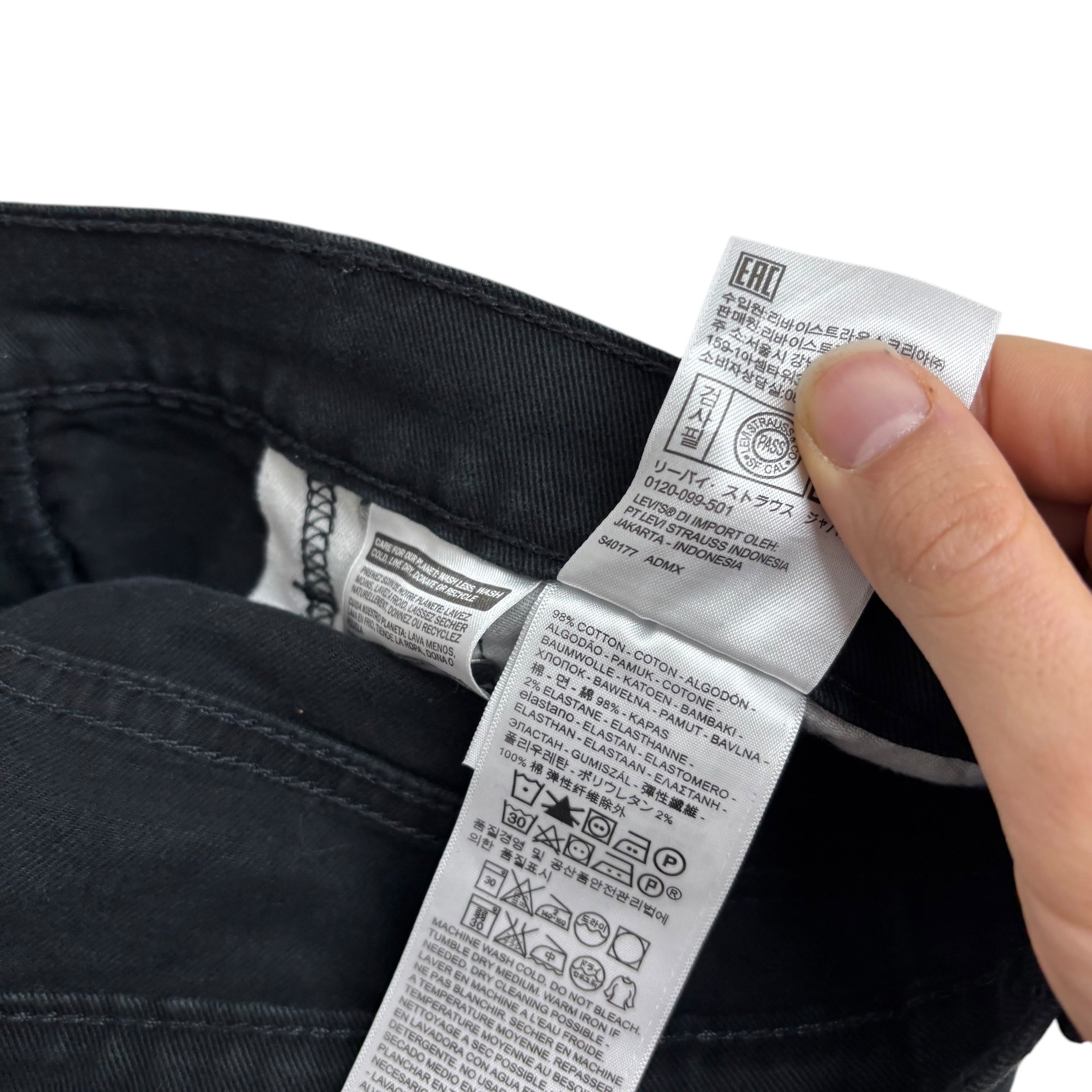 Levis 513 Jeans W36 L30 Mens Black Slim Straight Fit Stretch Denim (E)