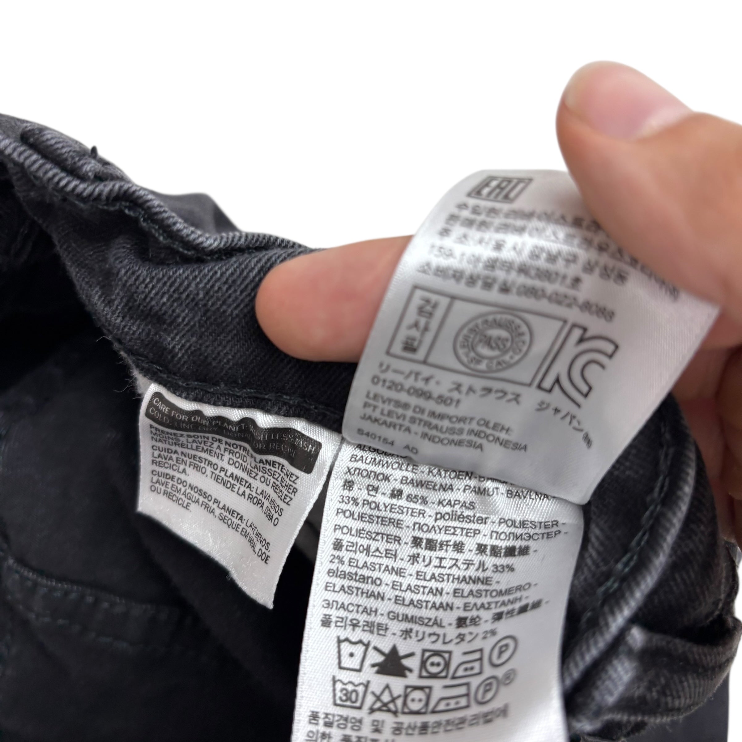 Levis 512 Jeans W28 L31 Mens Black Slim Tapered Fit Stretch Denim (E)