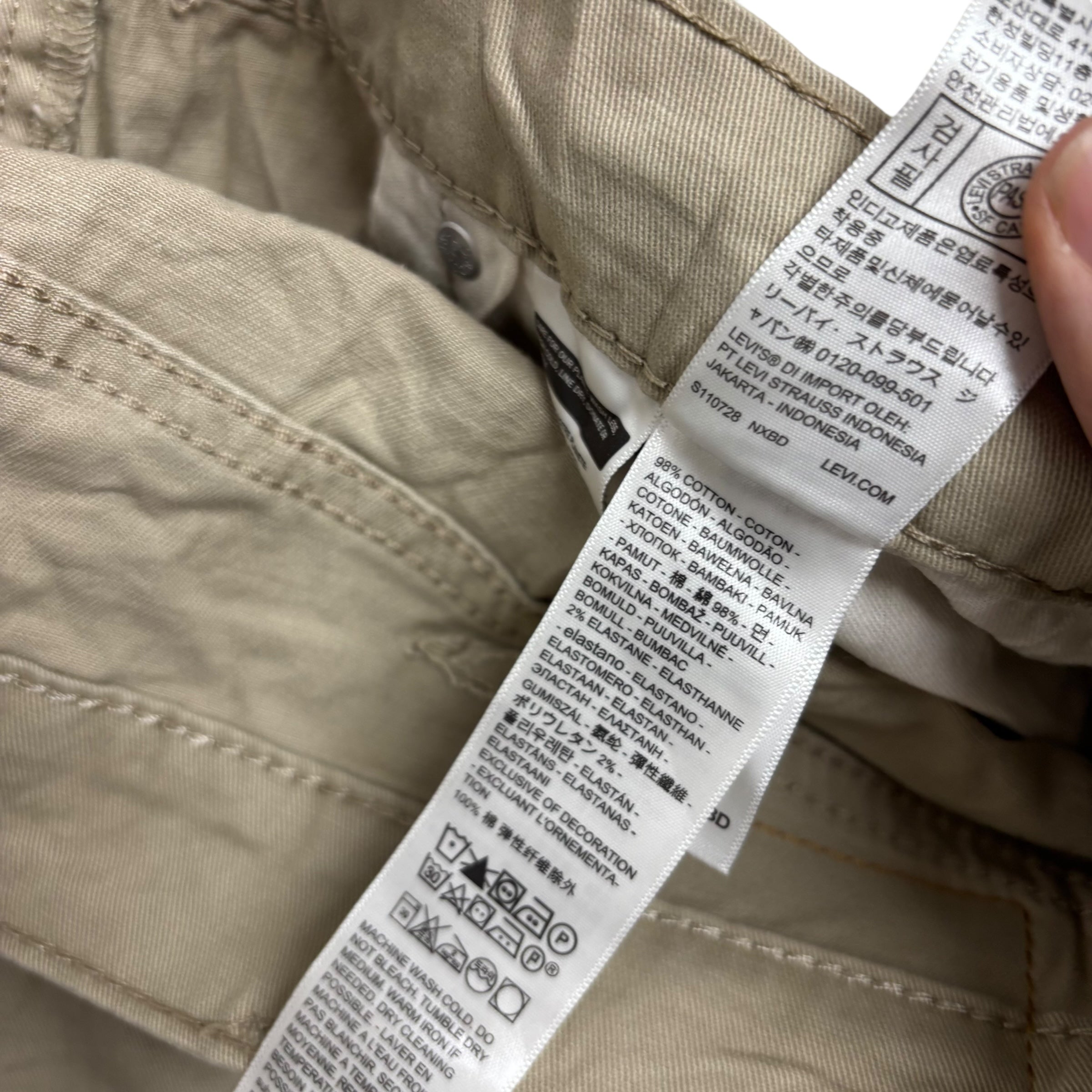 Levis 514 Jeans W38 L29 Mens Beige Cream Regular Straight Fit Stretch Denim (E)