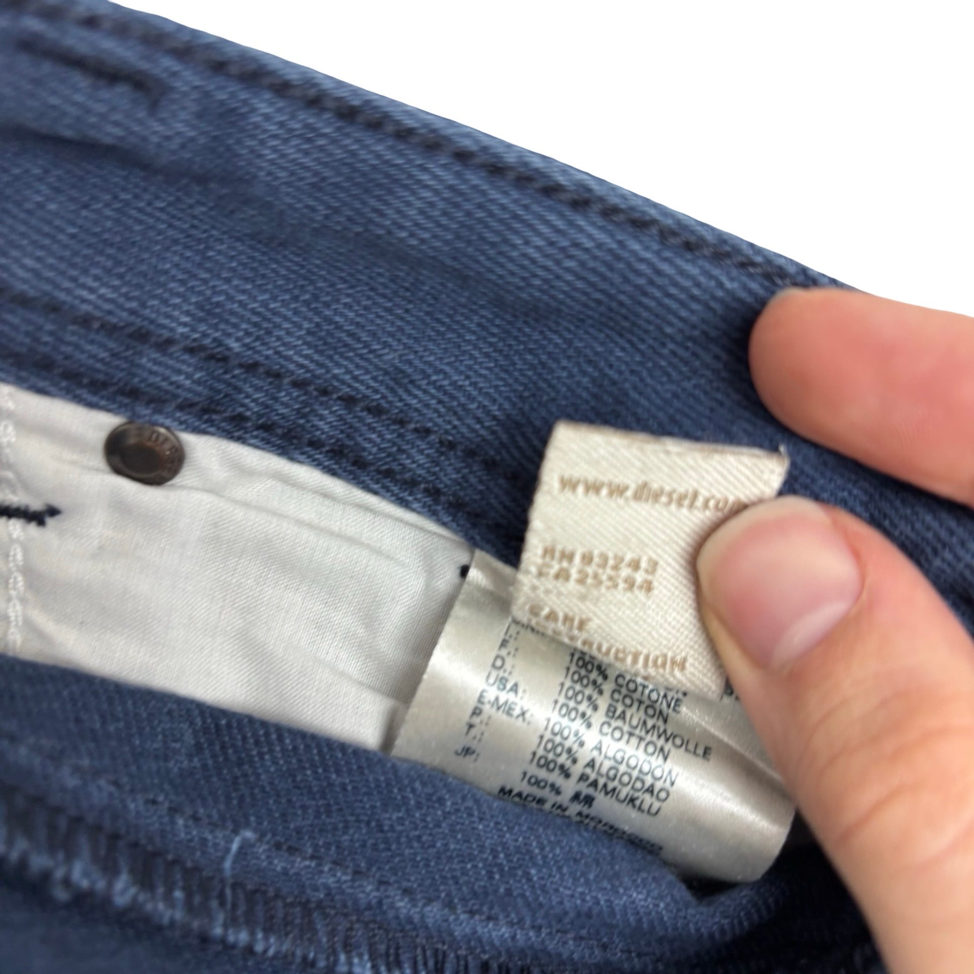 Diesel Darron Jeans W38 L32 Mens Navy Blue Slim Tapered Fit Denim