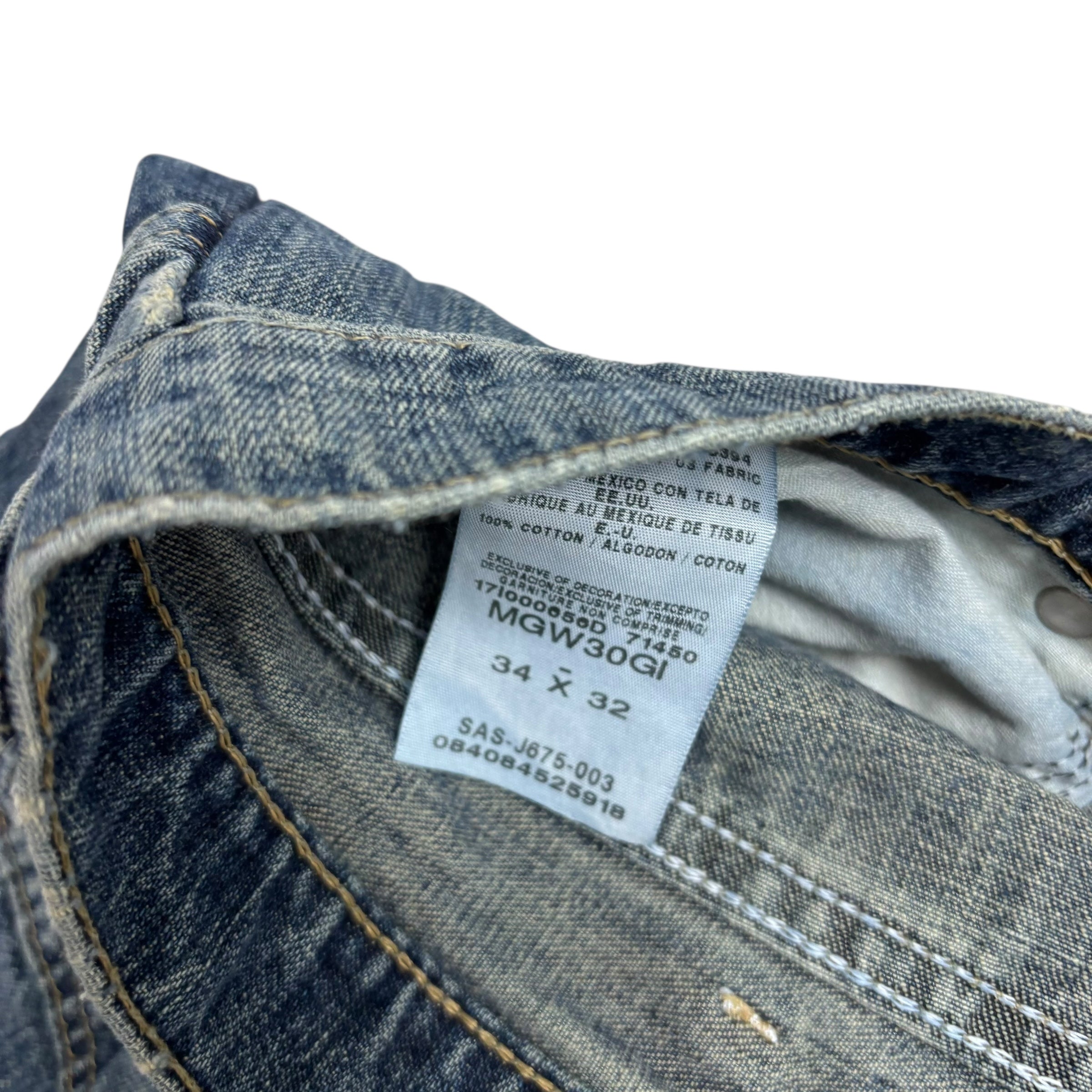 Wrangler Jeans W34 L33 Mens Mid Blue Baggy Relaxed Straight Fit Denim