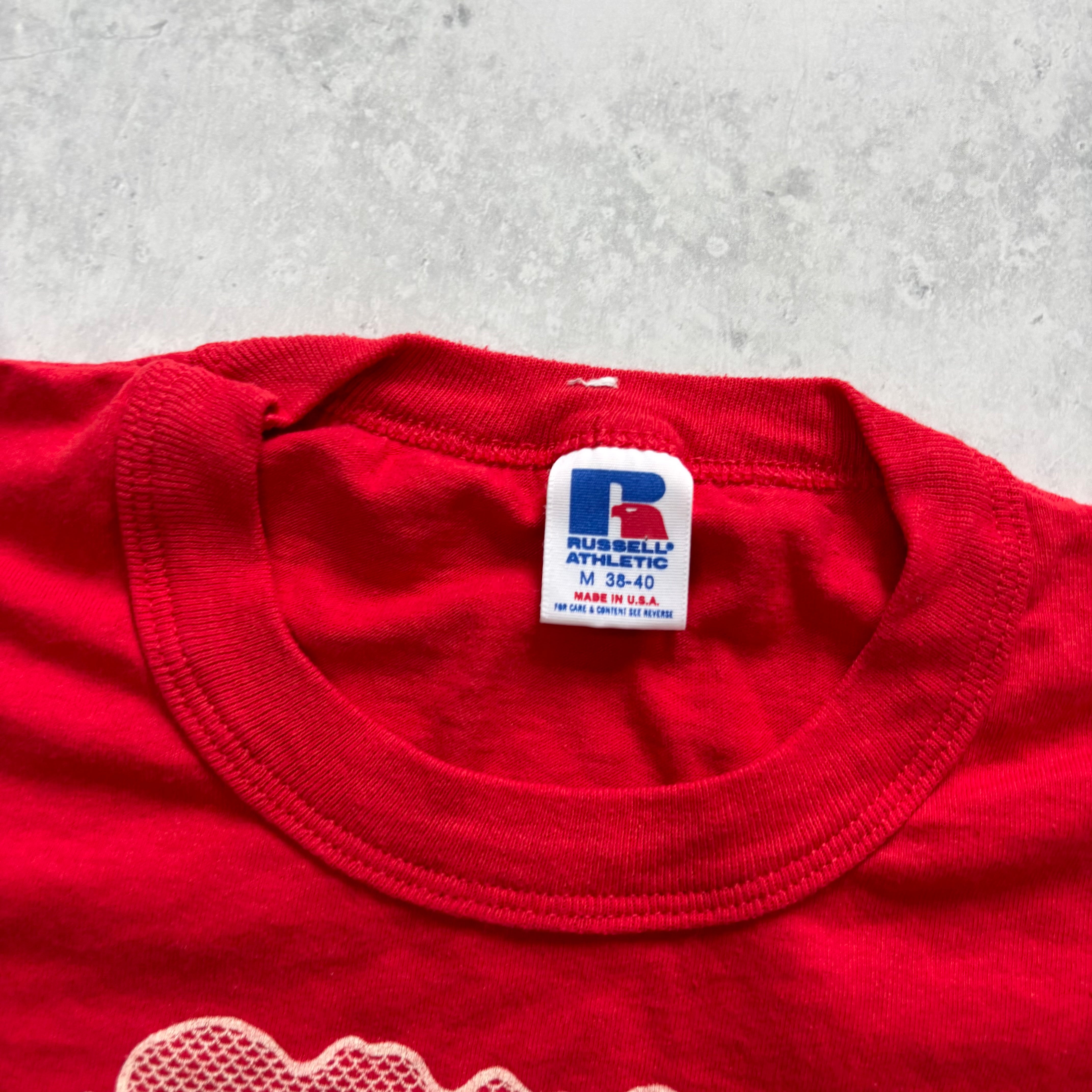 Vintage T Shirt Mens Small Red Single Stitch Graphic Print 90s Reunion (E)