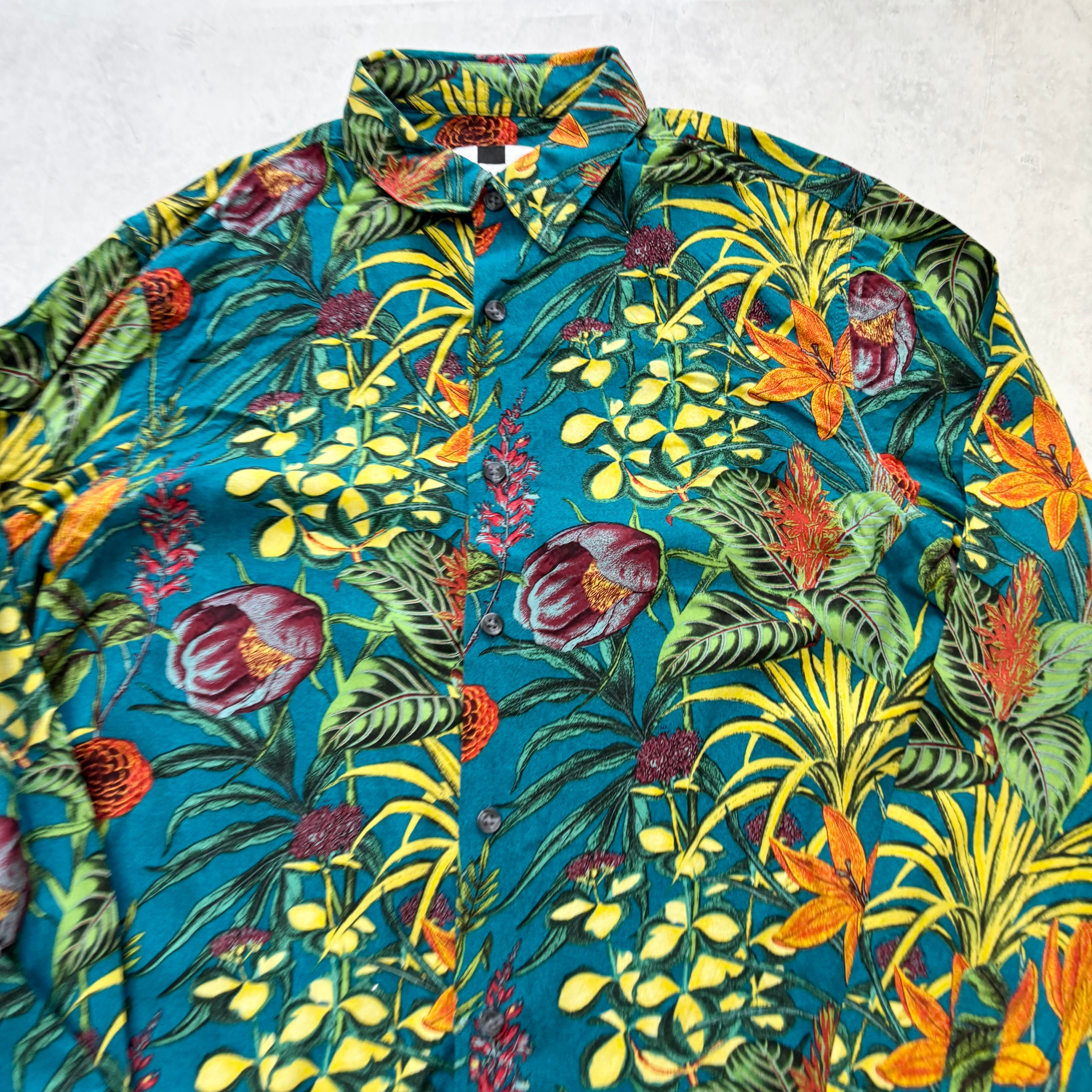 Topman Hawaiian Shirt Mens Small Long Sleeve Viscose Floral (E)