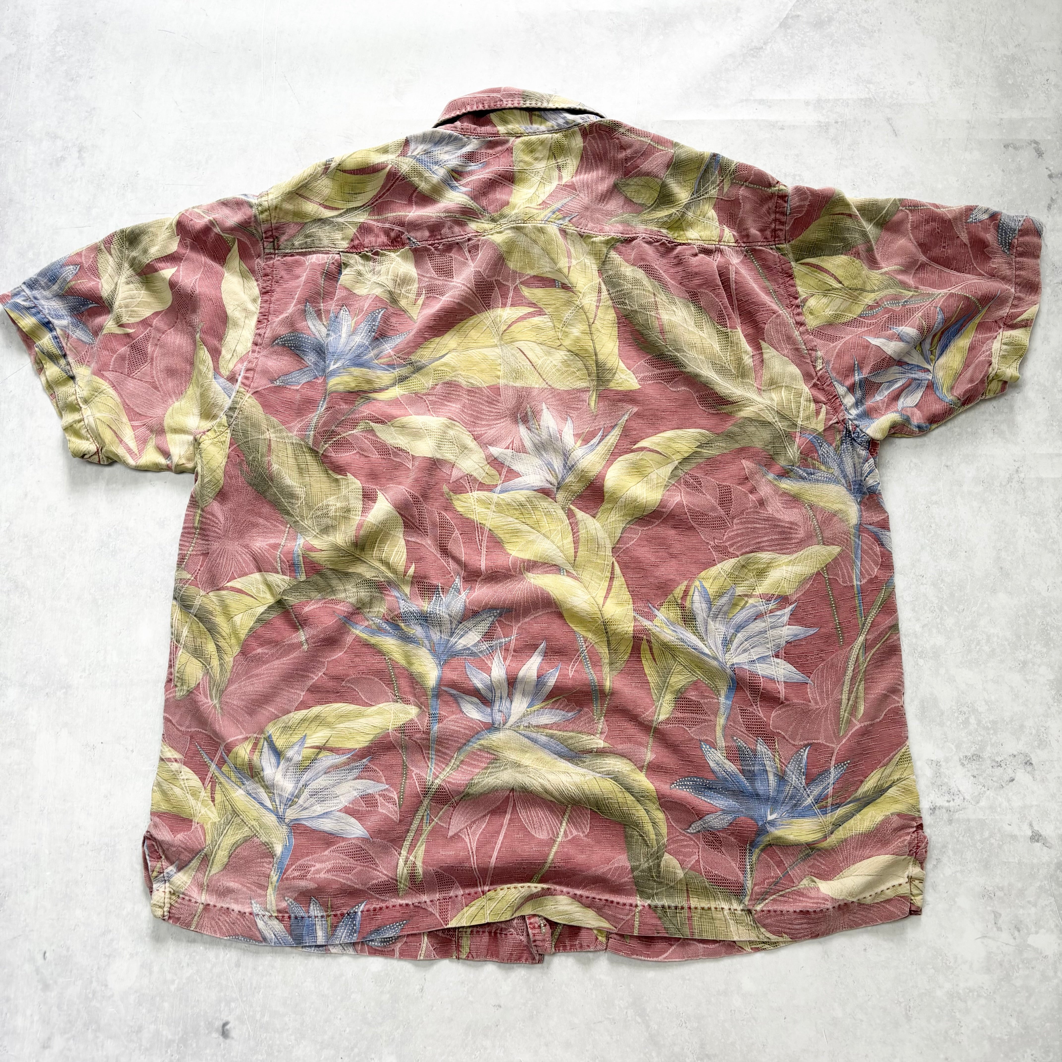 Vintage Hawaiian Shirt Mens XL Red Floral Aloha Short Sleeve Silk (E)