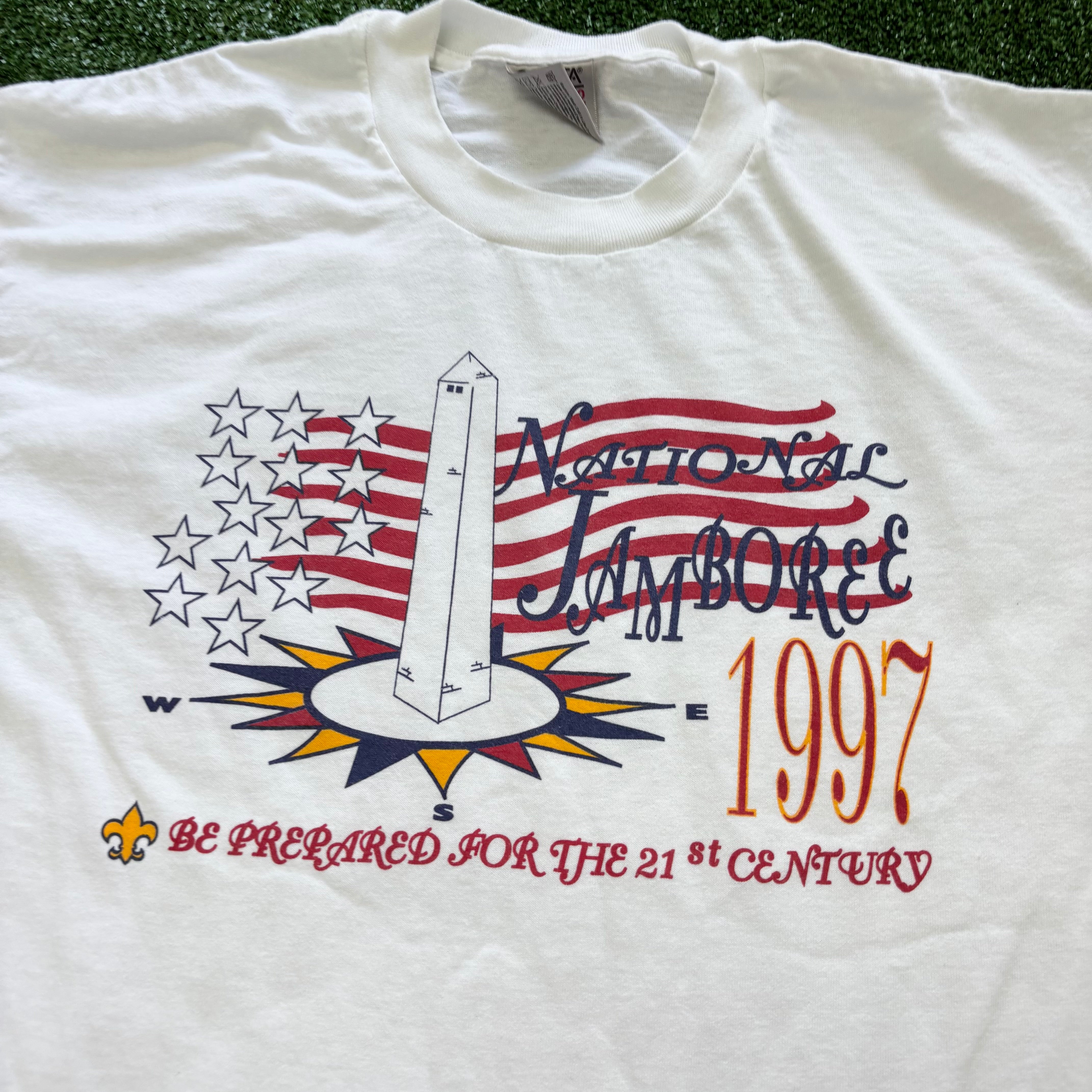 Vintage T Shirt Mens Large White Single Stitch Graphic Print 90s USA (E)