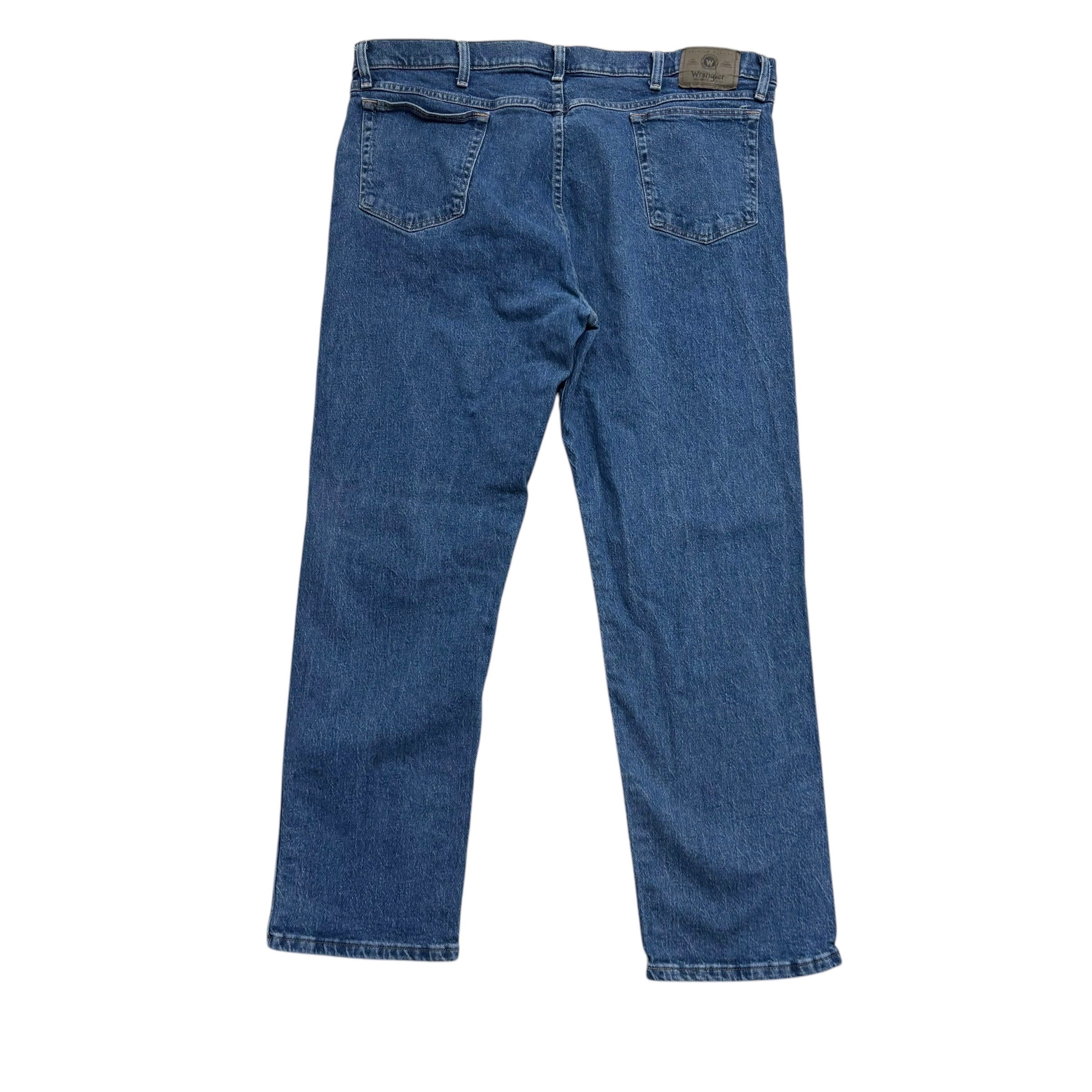 Wrangler Jeans W40 L30 Mens Mid Blue Regular Straight Fit Stretch Denim (E)
