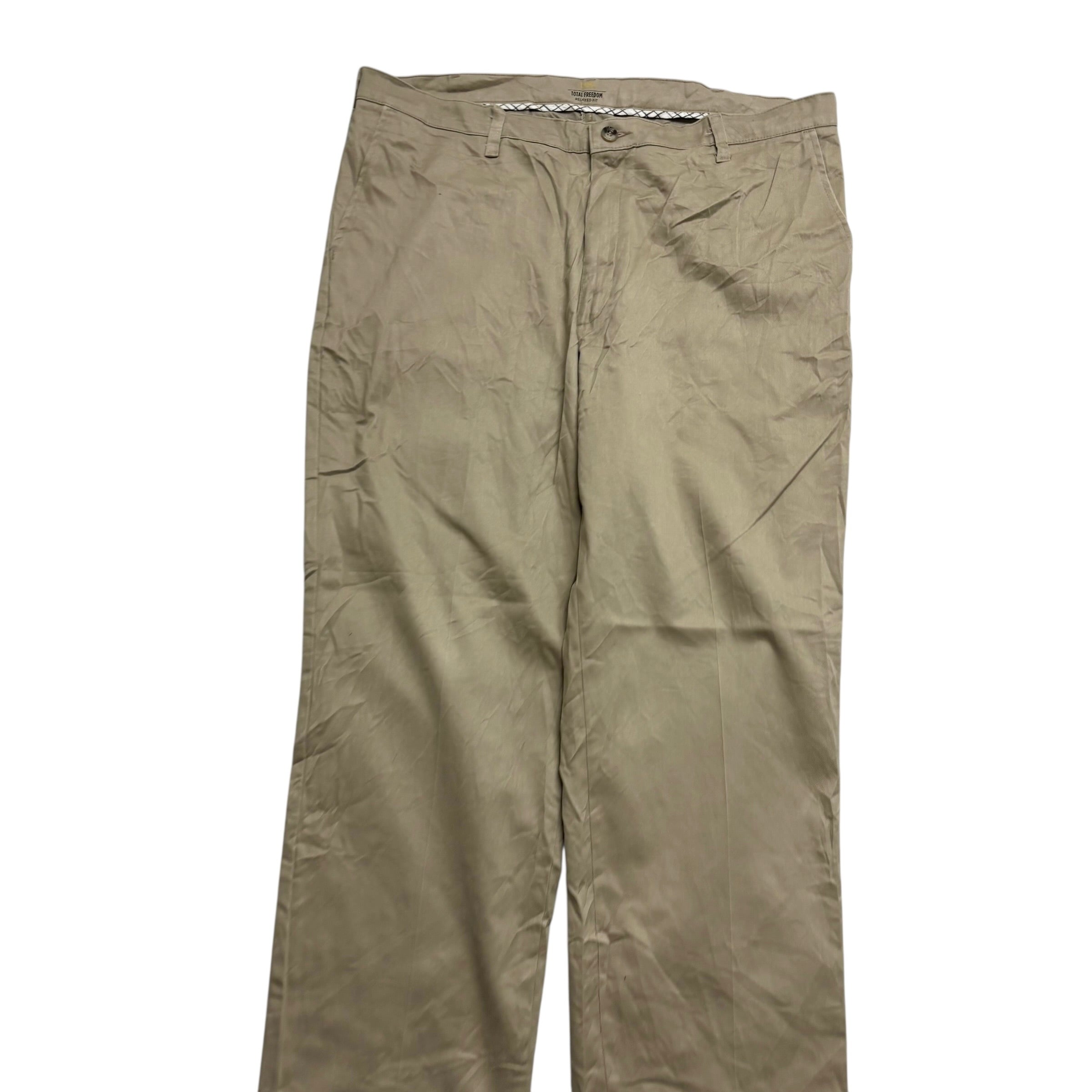 Lee Trousers W40 L32 Mens Beige Relaxed Straight Fit Total Freedom Pants (E)