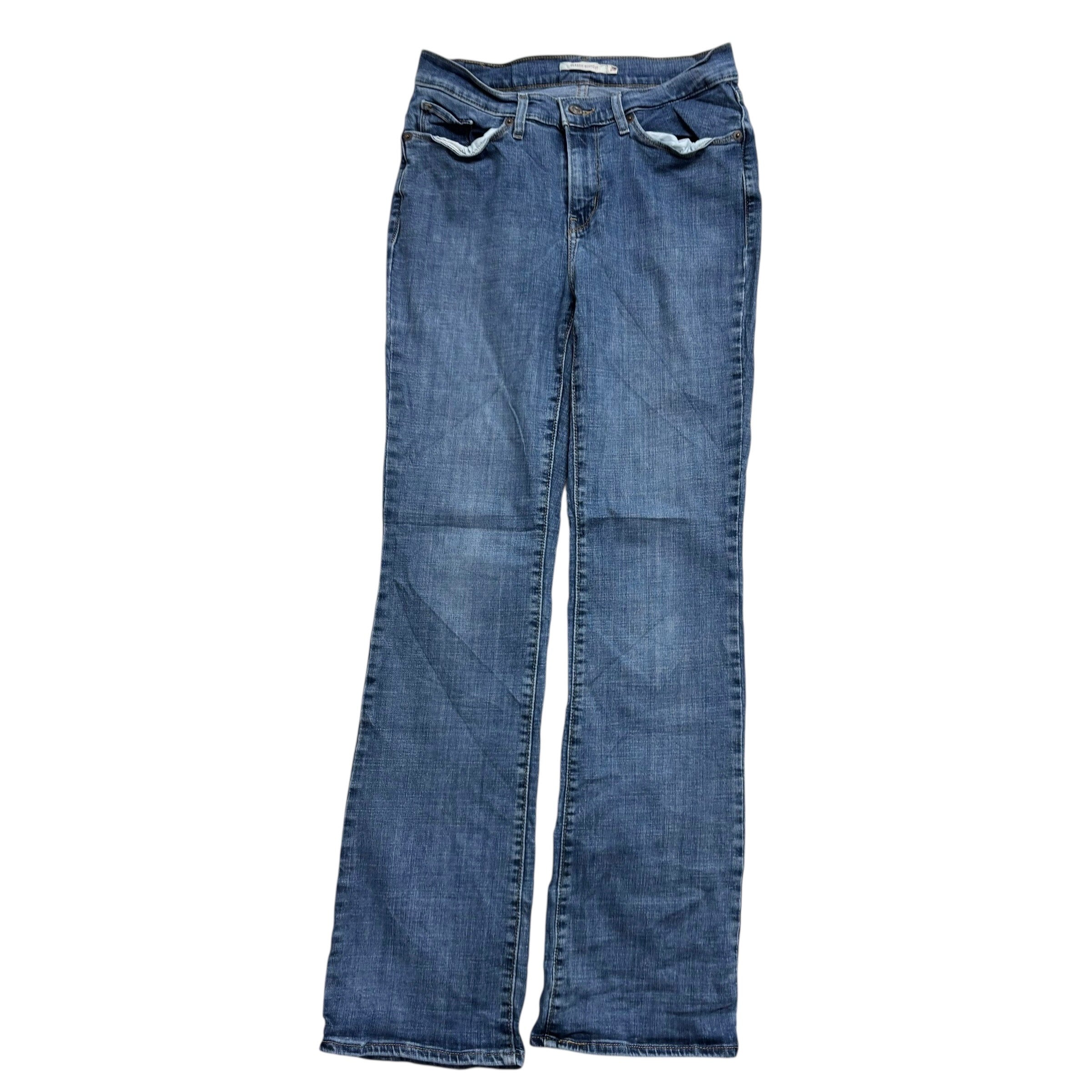 Levis Jeans W28 L32 Womens Classic Bootcut Mid Blue Stretch Denim (E)