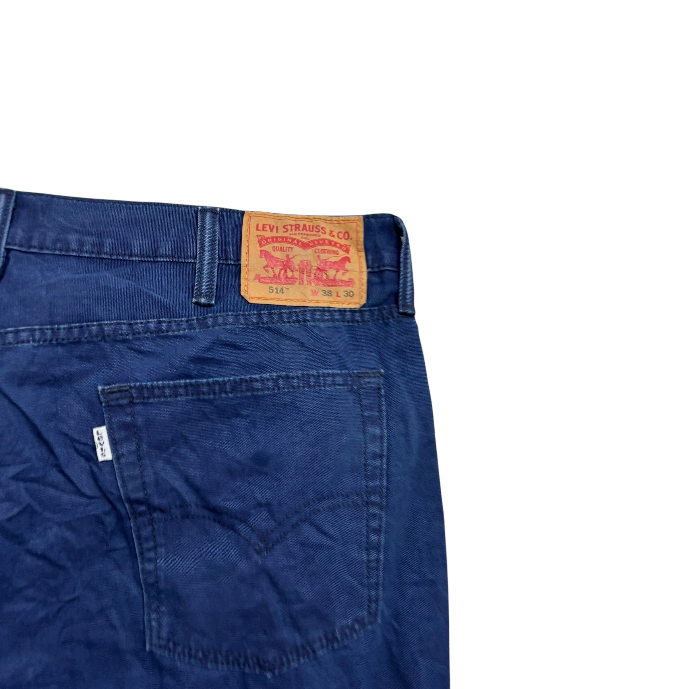 Levis 514 Trousers W40 L30 Mens Navy Blue Regular Straight Fit Pants (E)