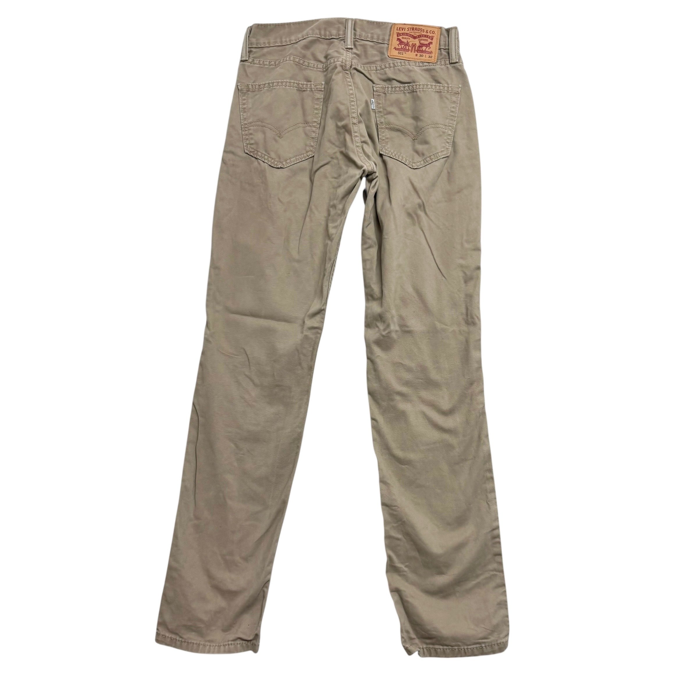 Levis 511 Trousers W30 L32 Mens Beige Slim Fit Pants (E)