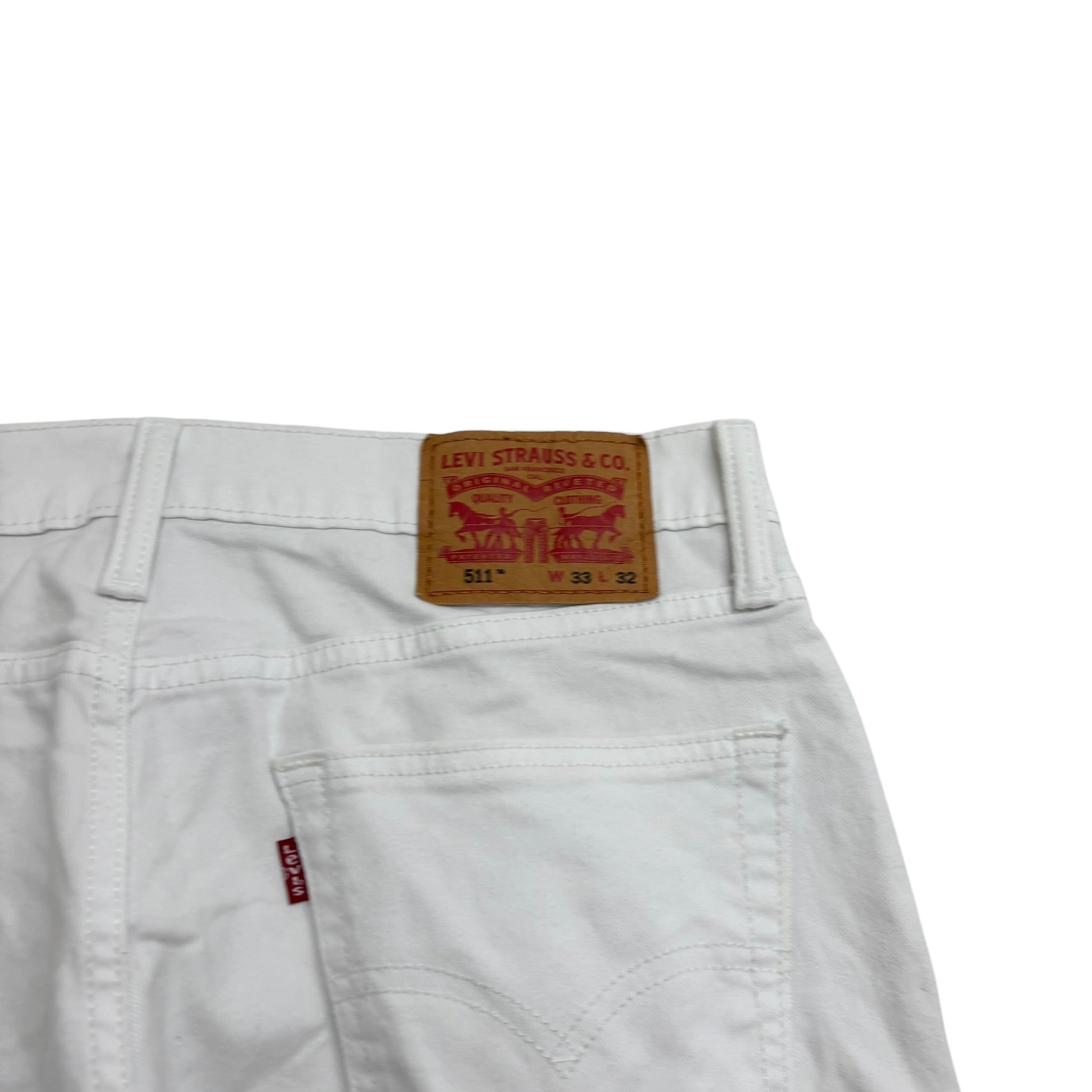 Levis 511 Jeans W33 L32 Mens White Slim Fit Stretch Denim
