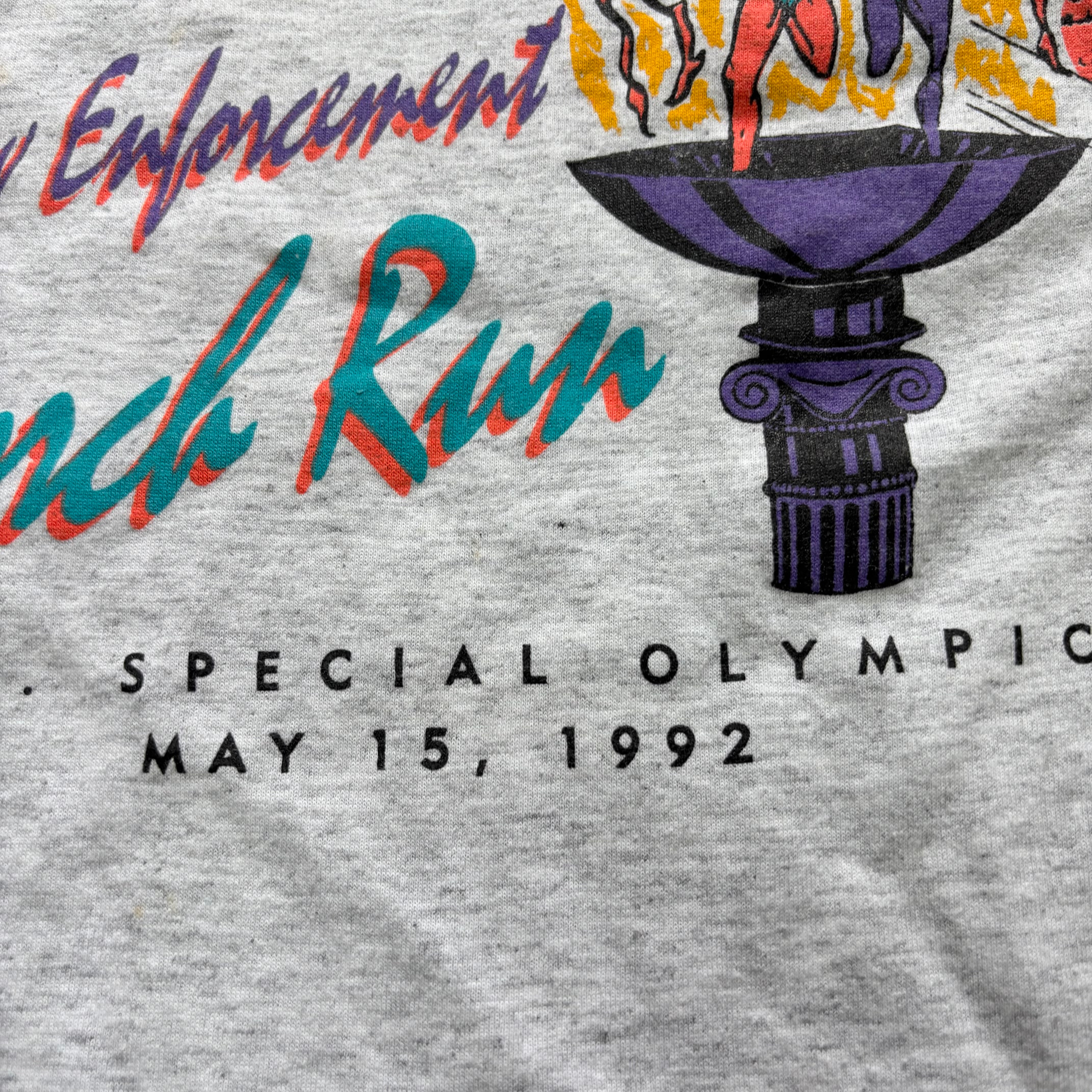 Vintage T Shirt Mens XXL Grey Single Stitch Graphic Print 90s USA Run Race