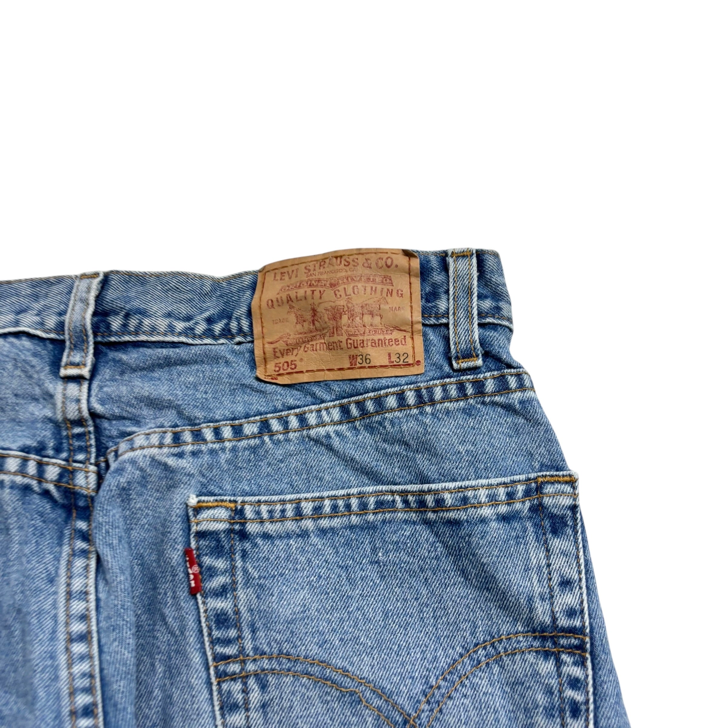 Levis 505 Jeans W36 L32 Mens Light Blue Regular Straight Fit Vintage Denim