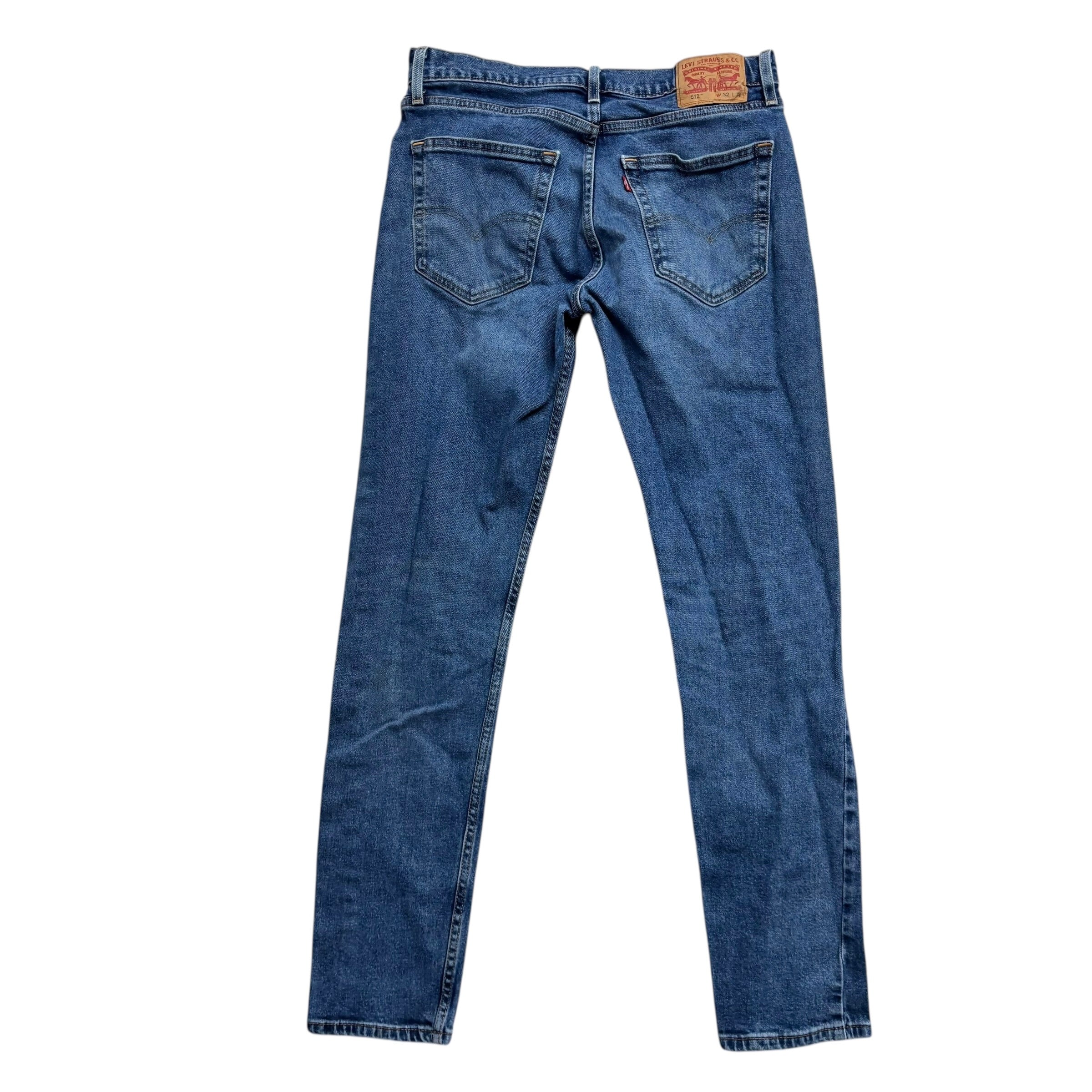 Levis 512 Jeans W32 L32 Mens Mid Blue Slim Tapered Fit Stretch Denim (F)