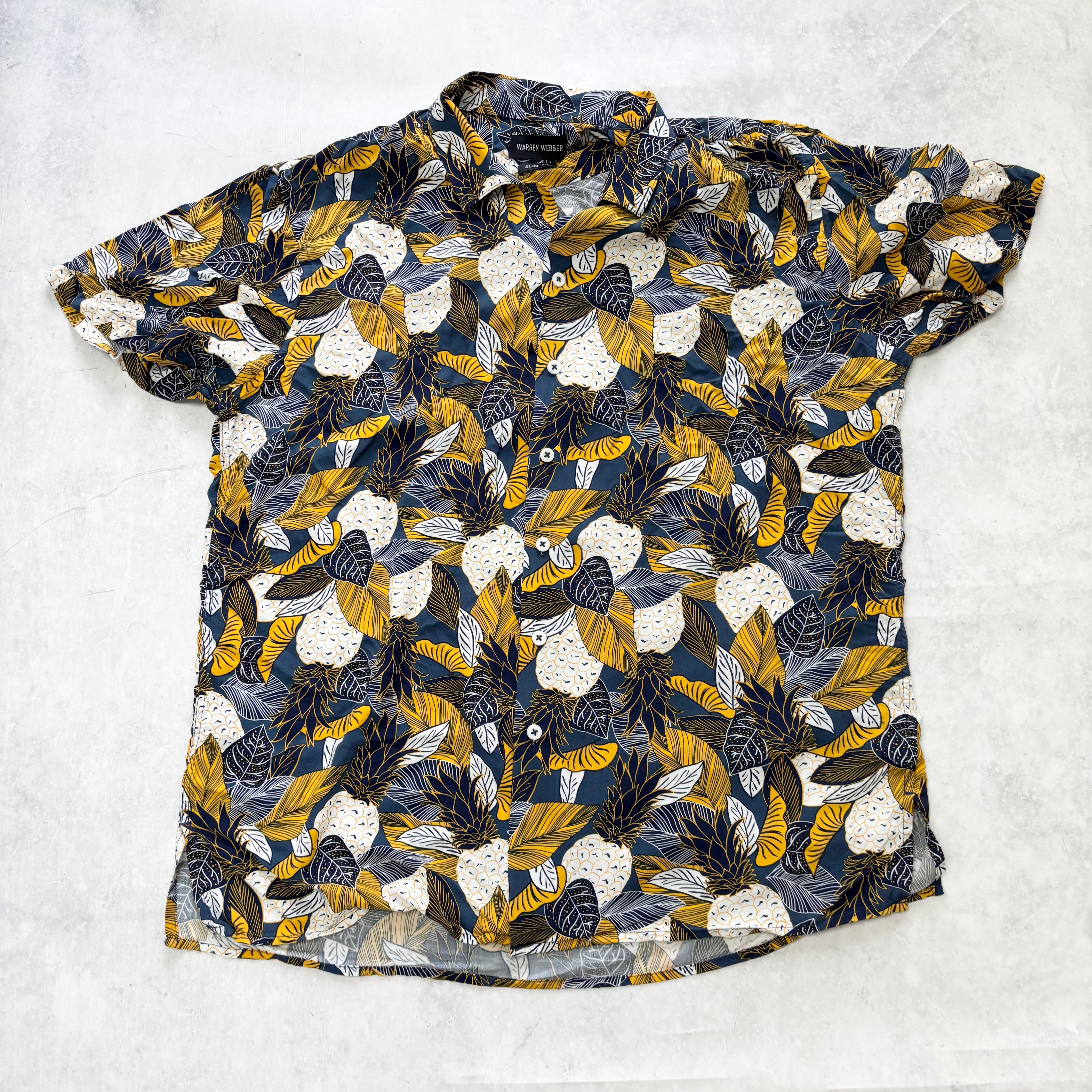 Hawaiian Shirt Mens XL Multi Floral Aloha Short Sleeve Viscose Slim Fit (E)