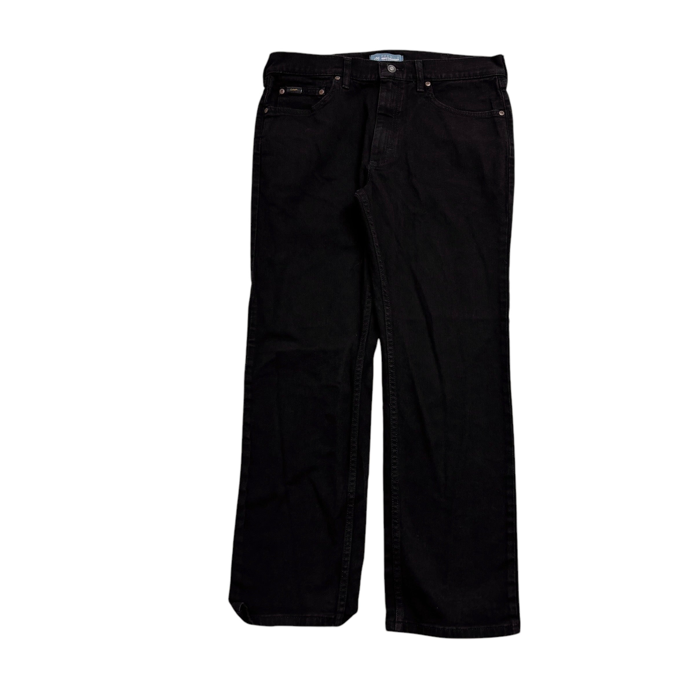 Lee Jeans W34 L30 Mens Black Regular Straight Fit Stretch Denim (E)