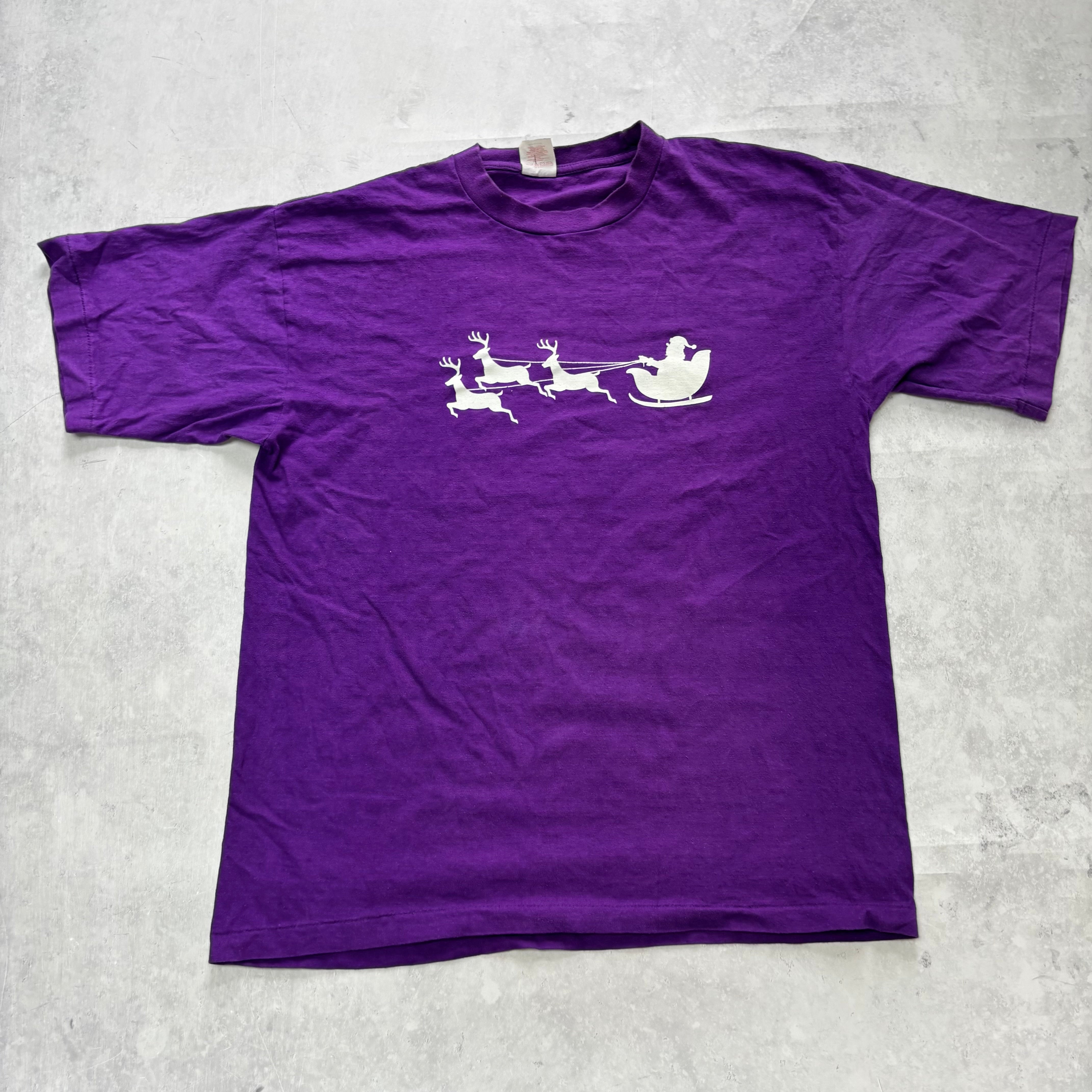 Vintage T Shirt Mens Large Purple Single Stitch Graphic Print 90s (E)