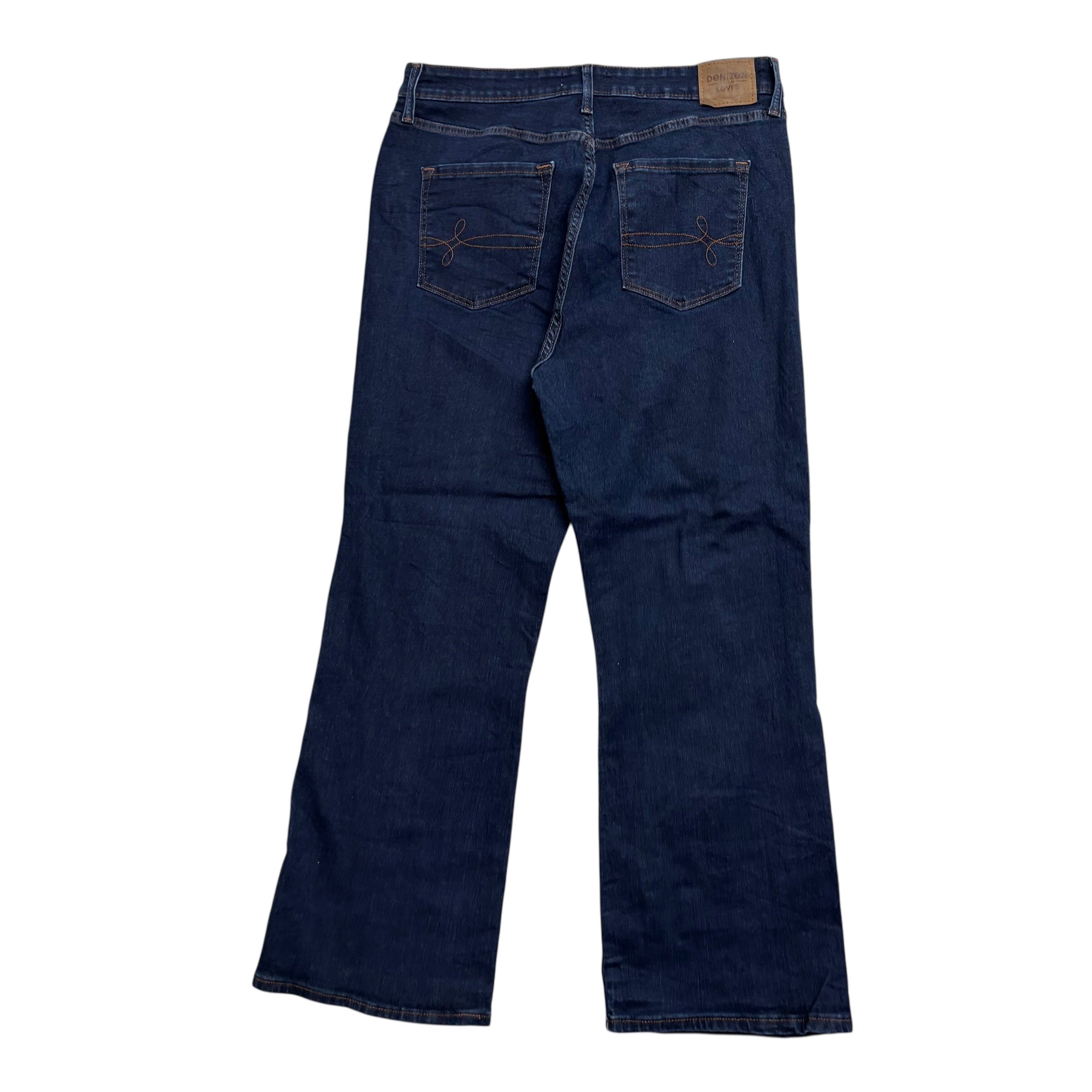 Levis Denizen Jeans W31 Womens High Crop Flare Dark Blue Stretch Denim (E)