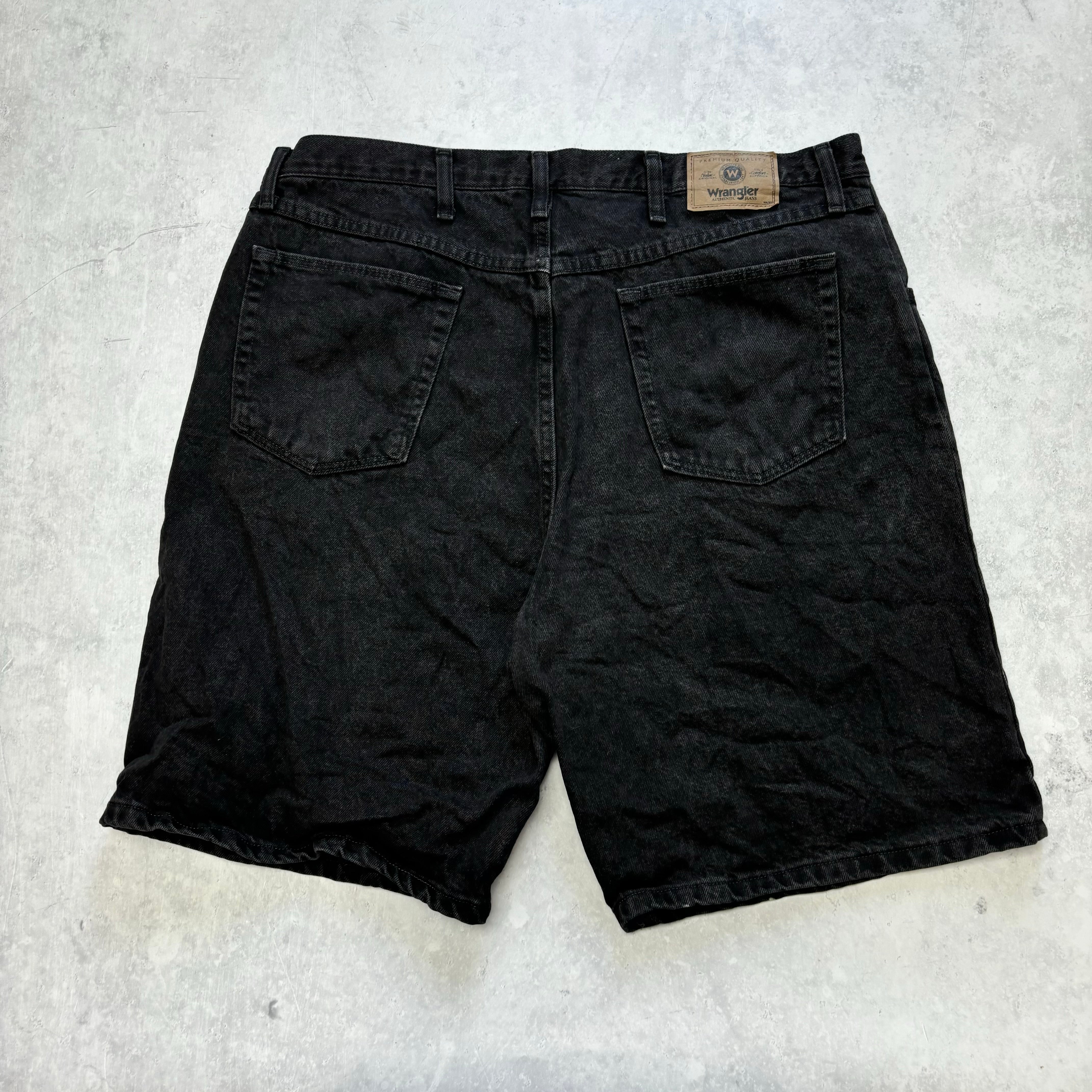 Vintage Wrangler Jorts W40 Mens Denim Shorts Black Baggy Relaxed Fit