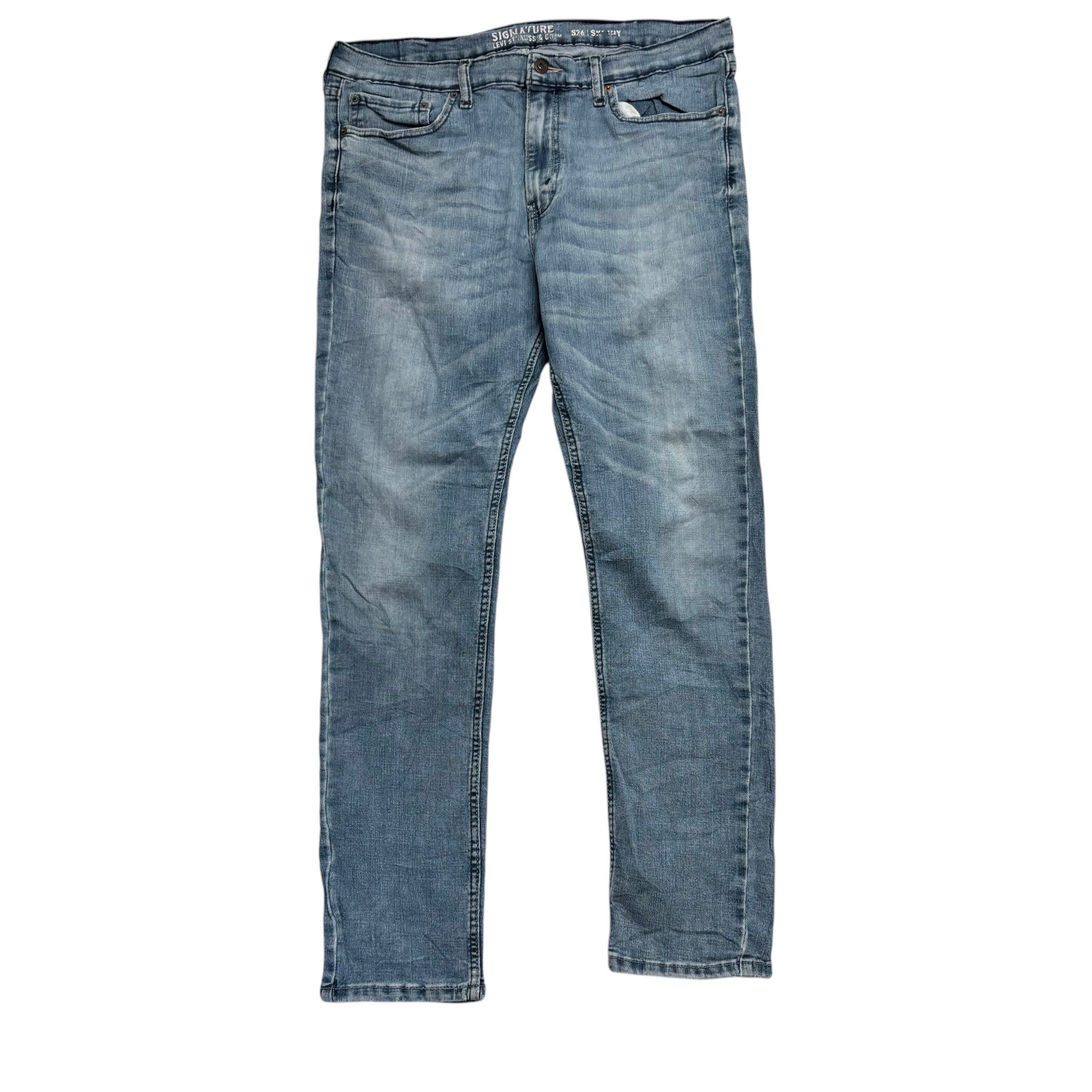 Levis Signature Jeans W38 L32 Mens Light Blue Skinny Fit Stretch Denim