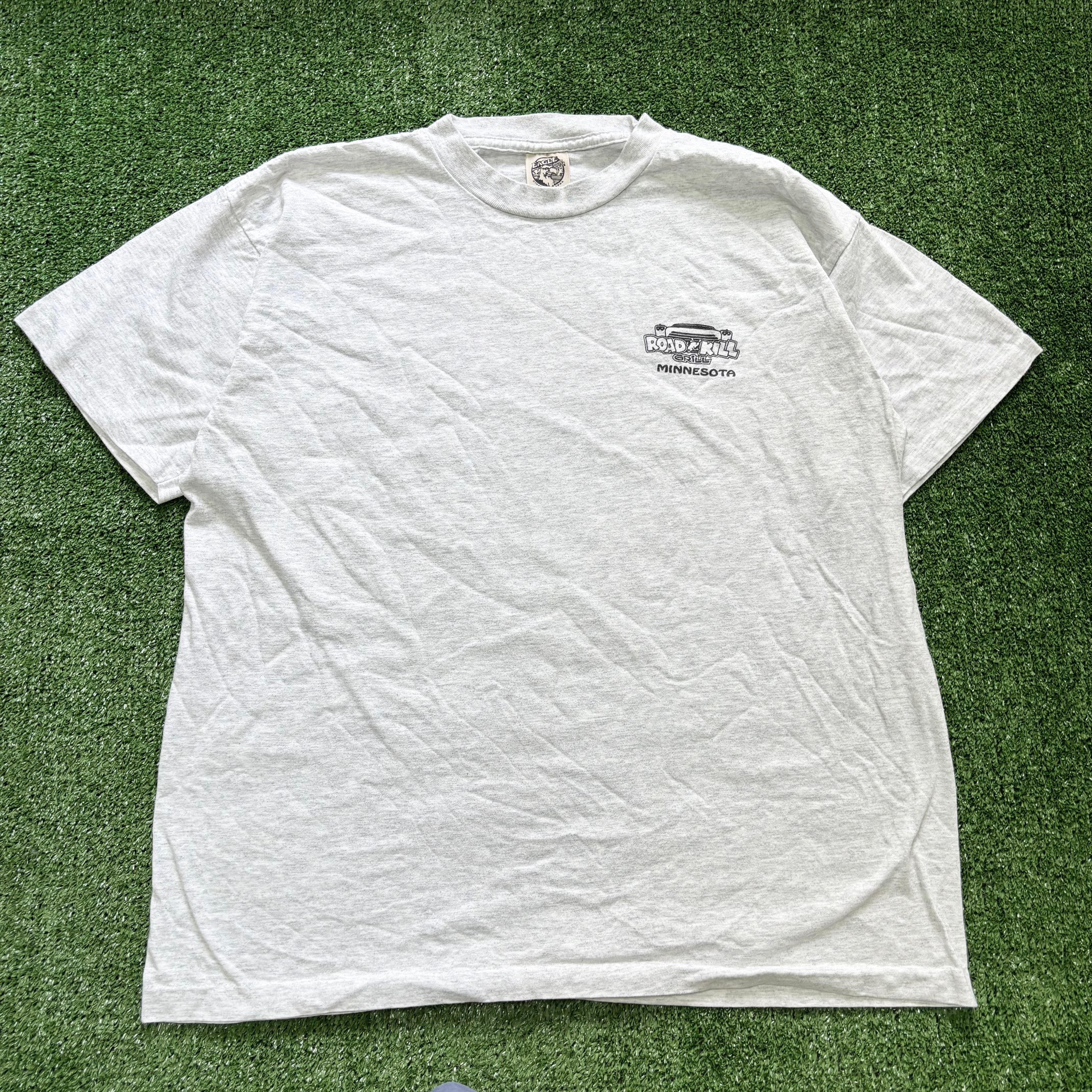 Vintage T Shirt Mens Large Grey Single Stitch Graphic Print 90s USA Cartoon (E)