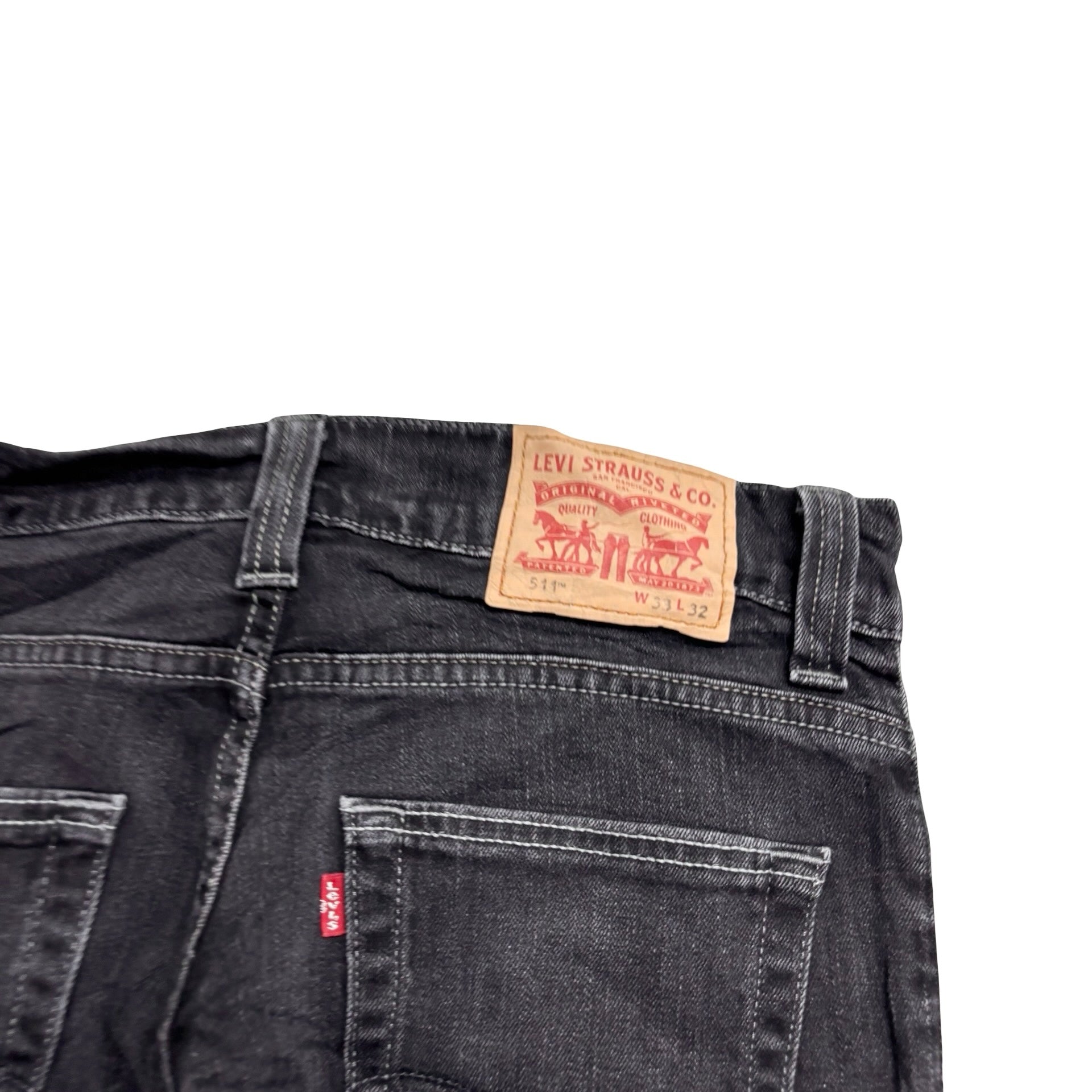 Levis 511 Jeans W32 L32 Mens Black Slim Fit Stretch Denim (E)