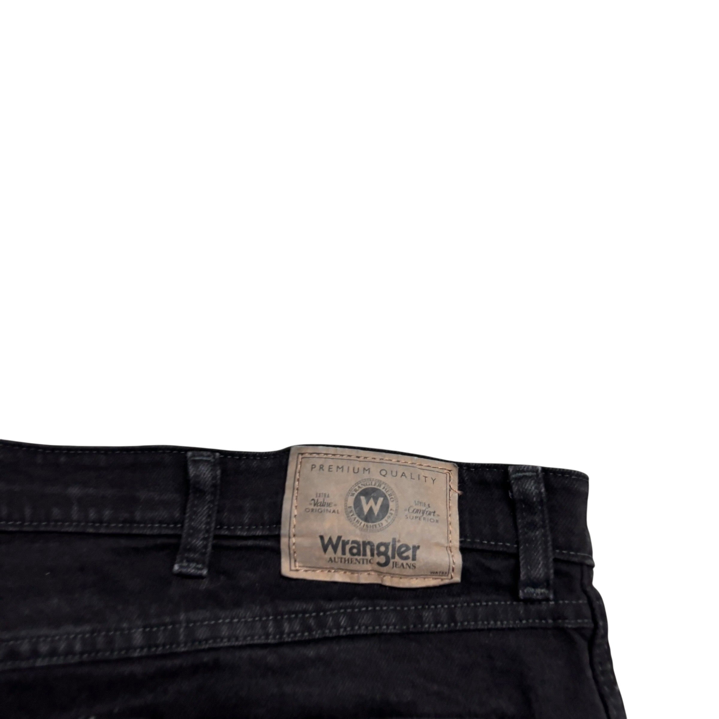 Wrangler Jeans W44 L30 Mens Black Regular Straight Fit Stretch Denim (E)