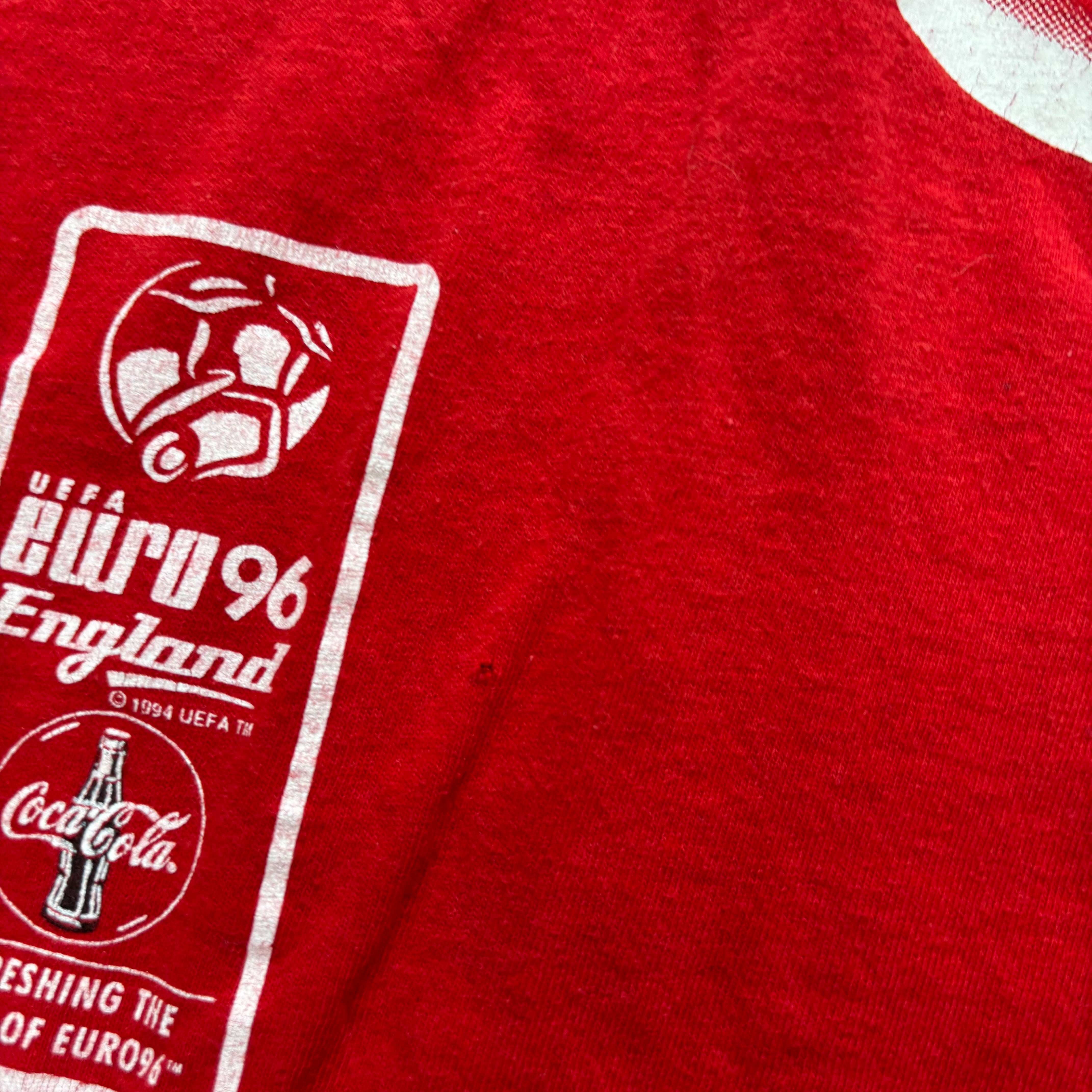 Vintage T Shirt Mens Medium Red Single Stitch Graphic Print 90s Euro 96