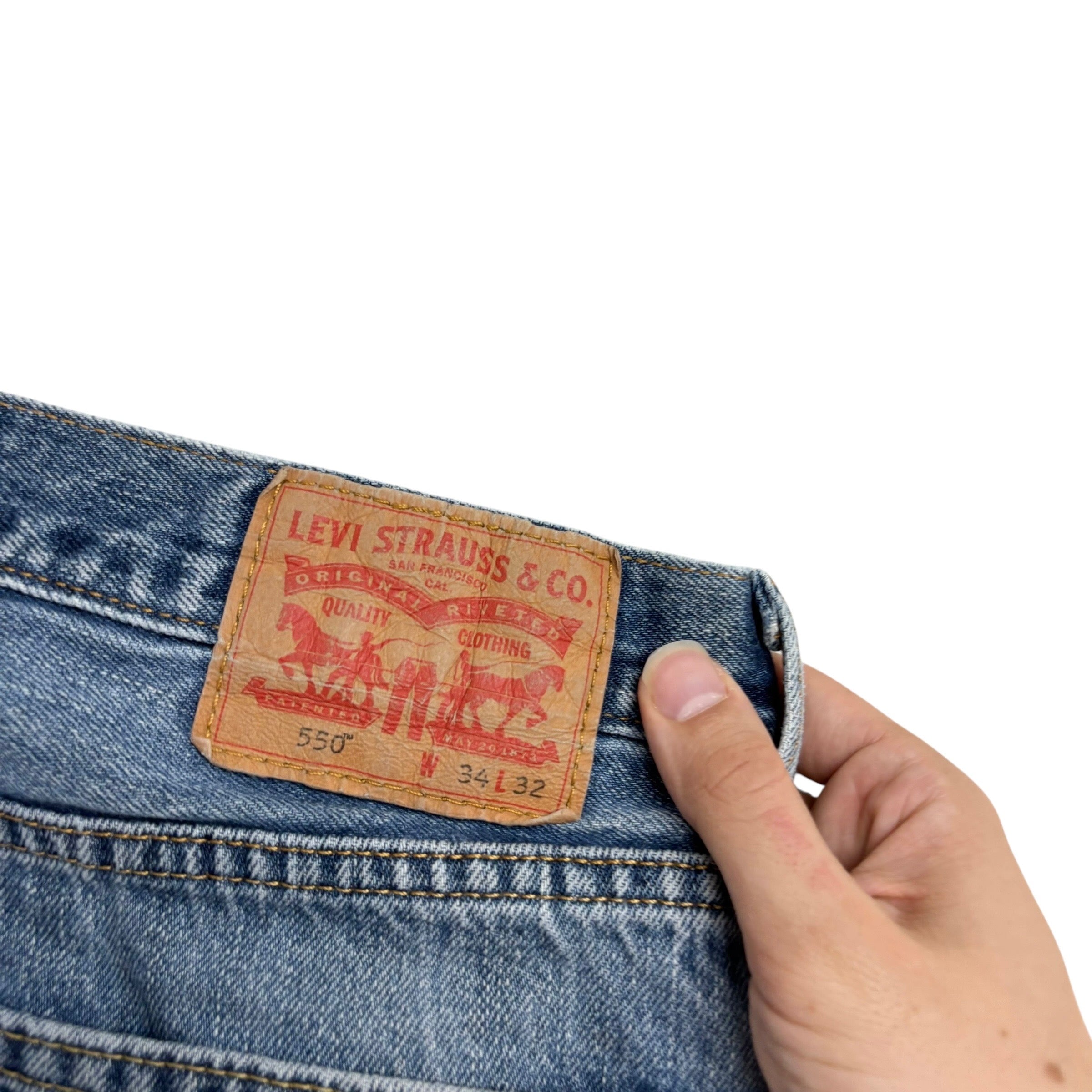 Levis 550 Jeans W32 L32 Mens Mid Blue Baggy Relaxed Straight Fit Denim (F)